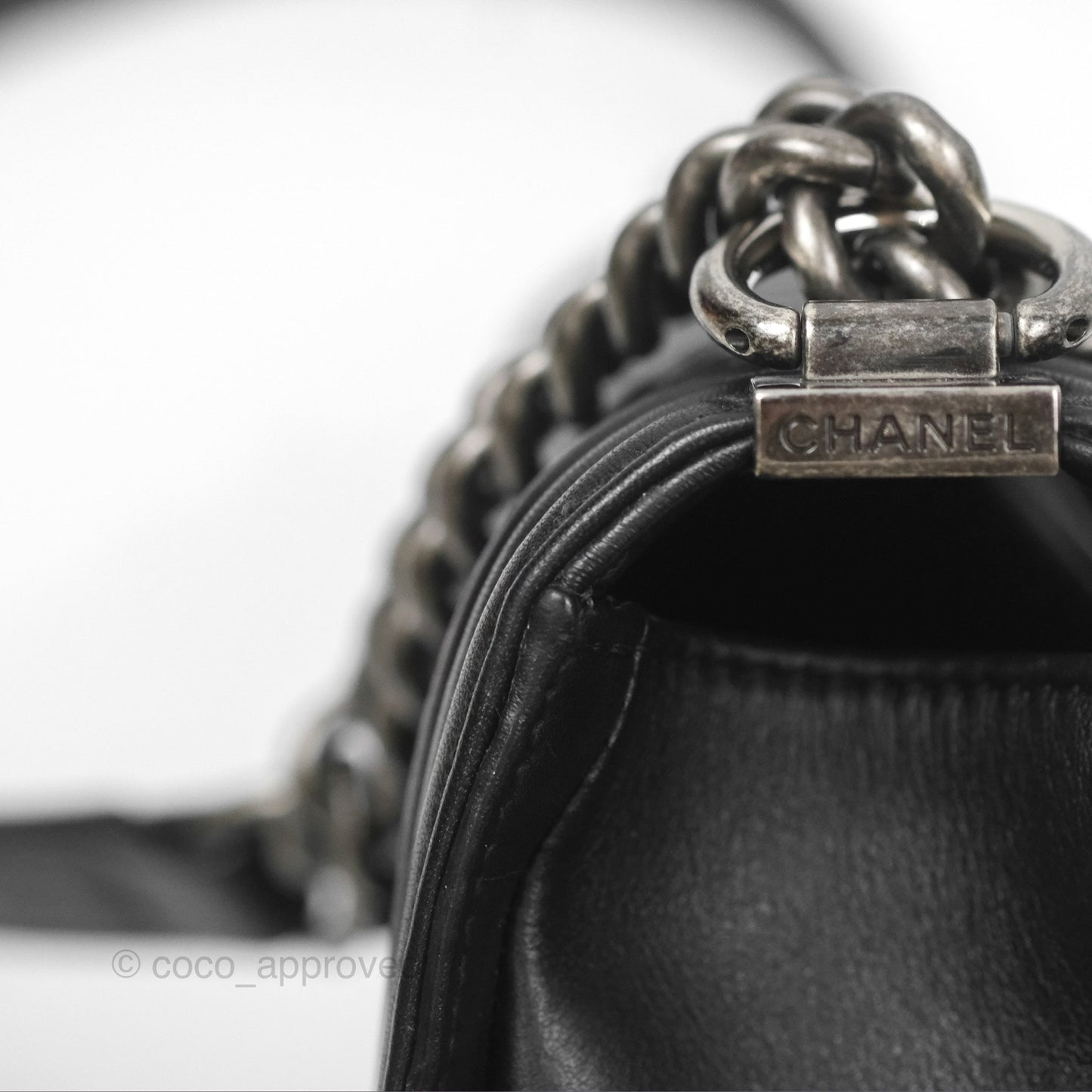 Chanel Small Boy Black Calfskin Ruthenium Hardware