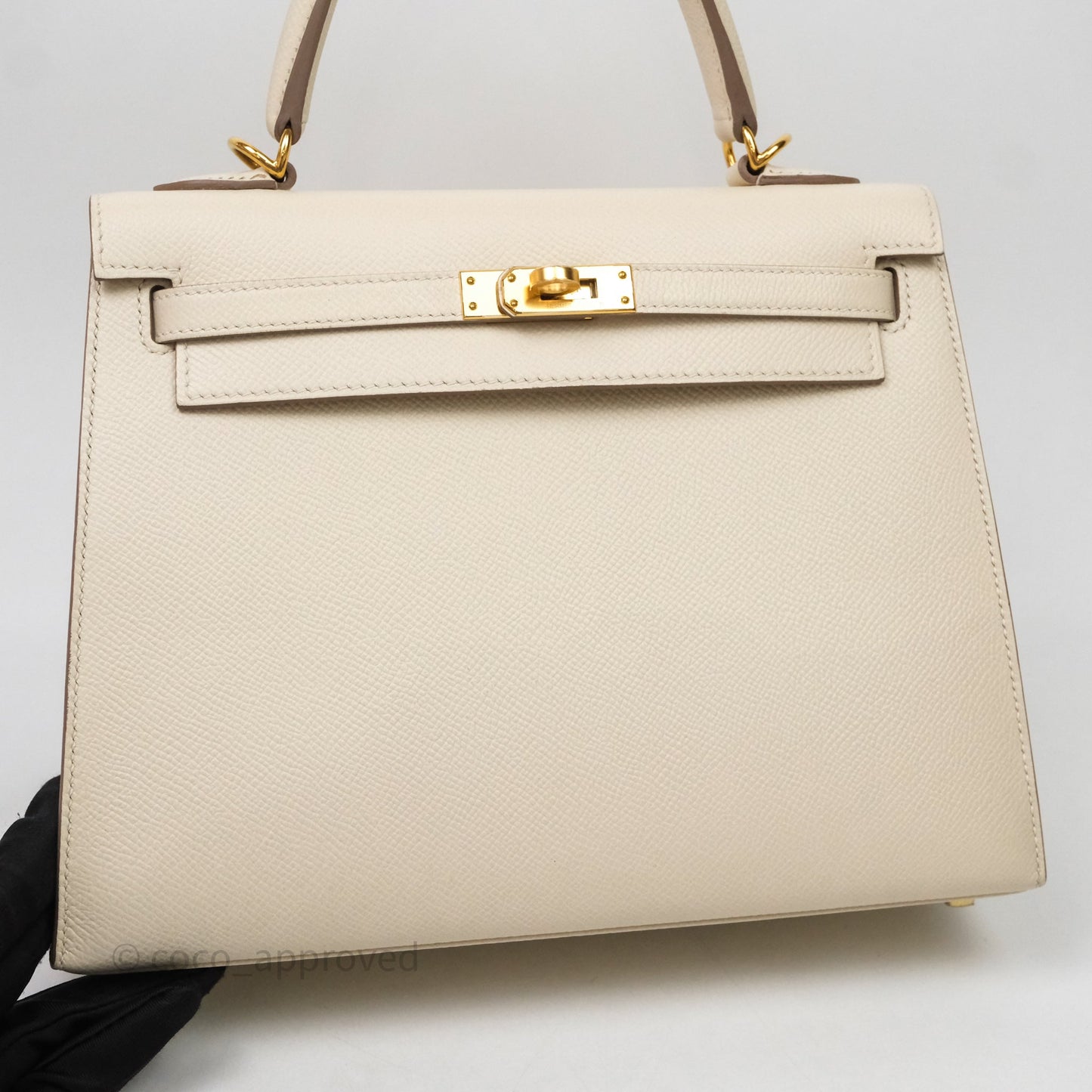 Hermes Kelly 25 Craie Epsom Gold Hardware
