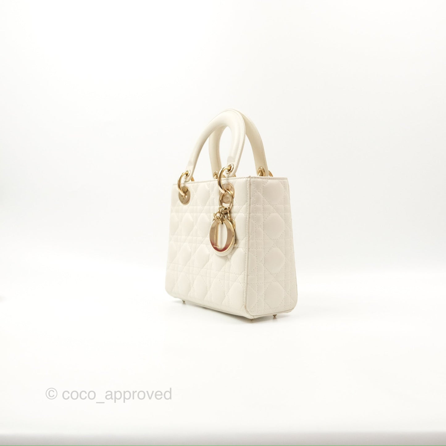 Christian Dior My ABCDior Lady Dior White Cannage Lambskin Gold Hardware