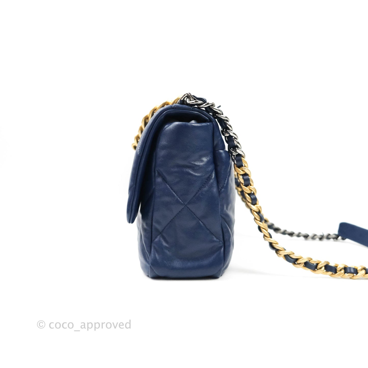 Chanel 19 Medium Blue Mixed Hardware Goatskin