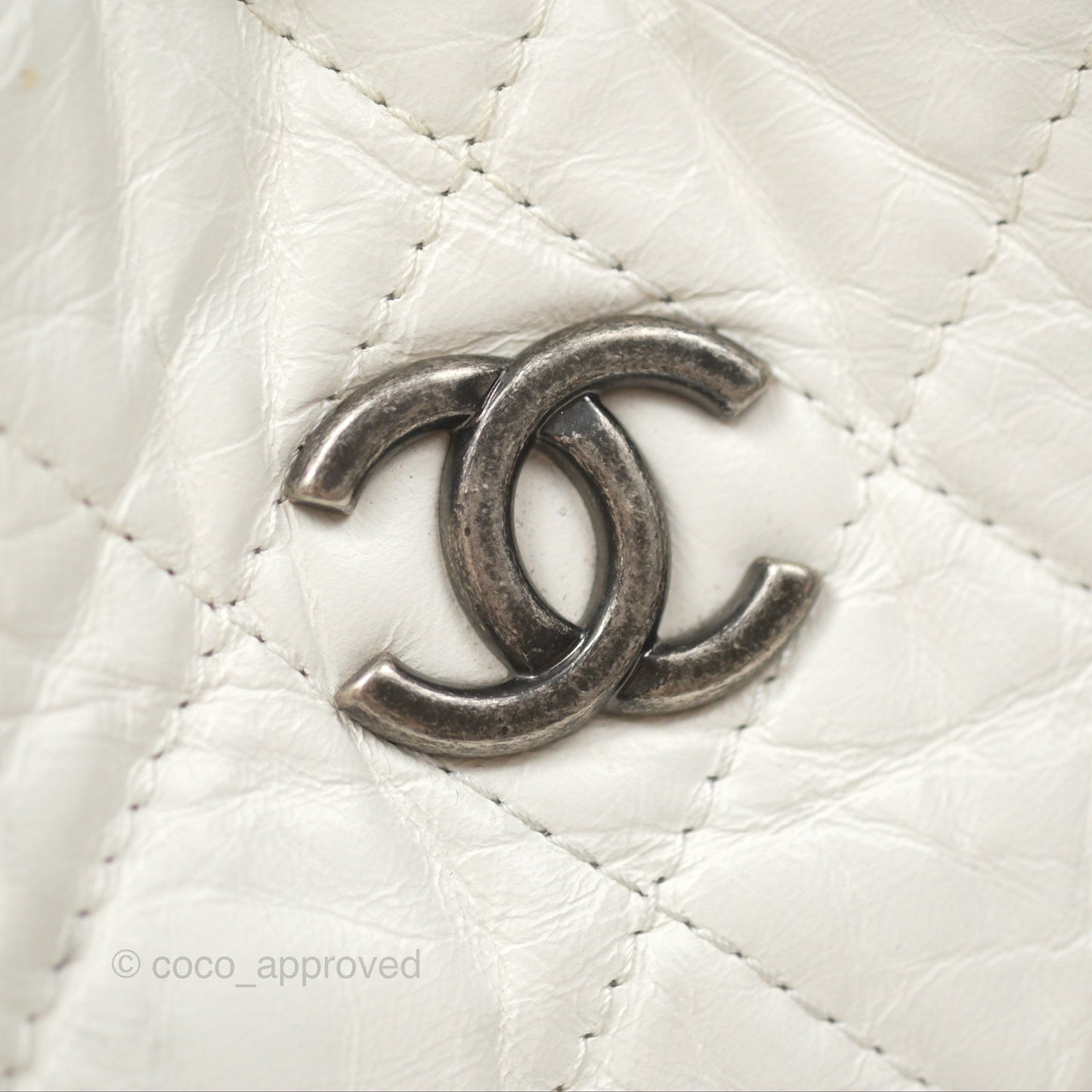 Chanel Small Gabrielle Backpack White Black Aged Calfskin