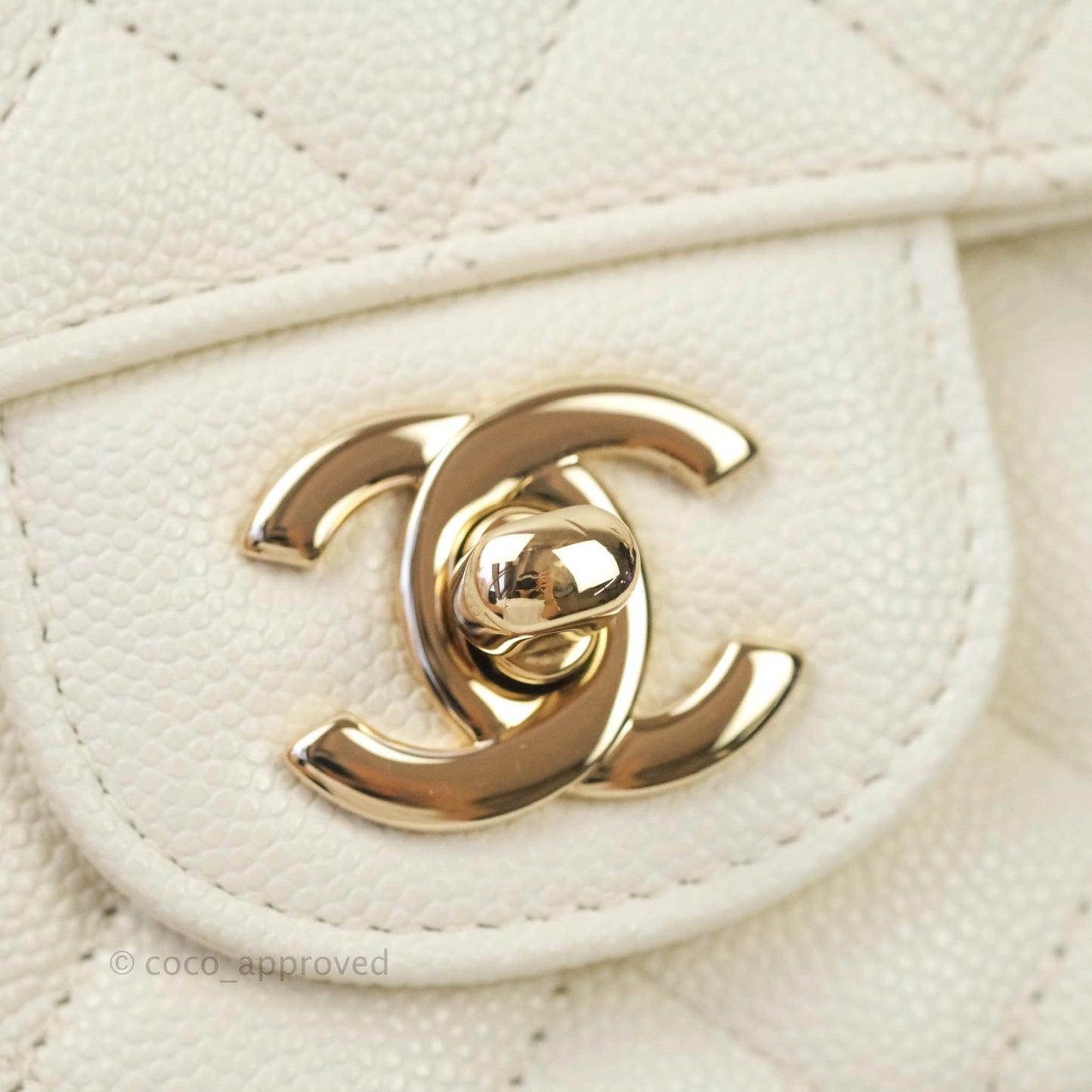 Chanel Classic Quilted Mini Rectangular Flap Ivory Caviar Gold Hardware