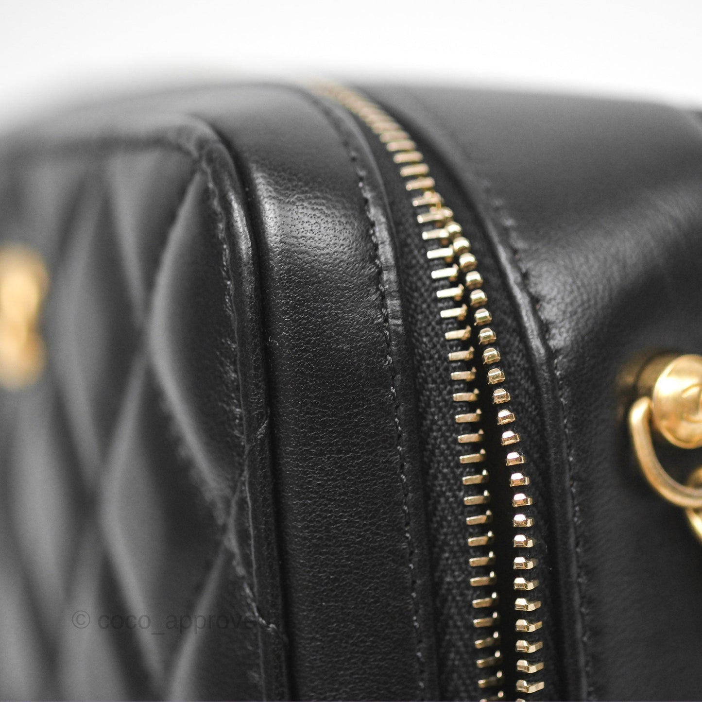 Chanel Pearl Crush Mini Camera Case Quilted Black Lambskin Aged Gold Hardware