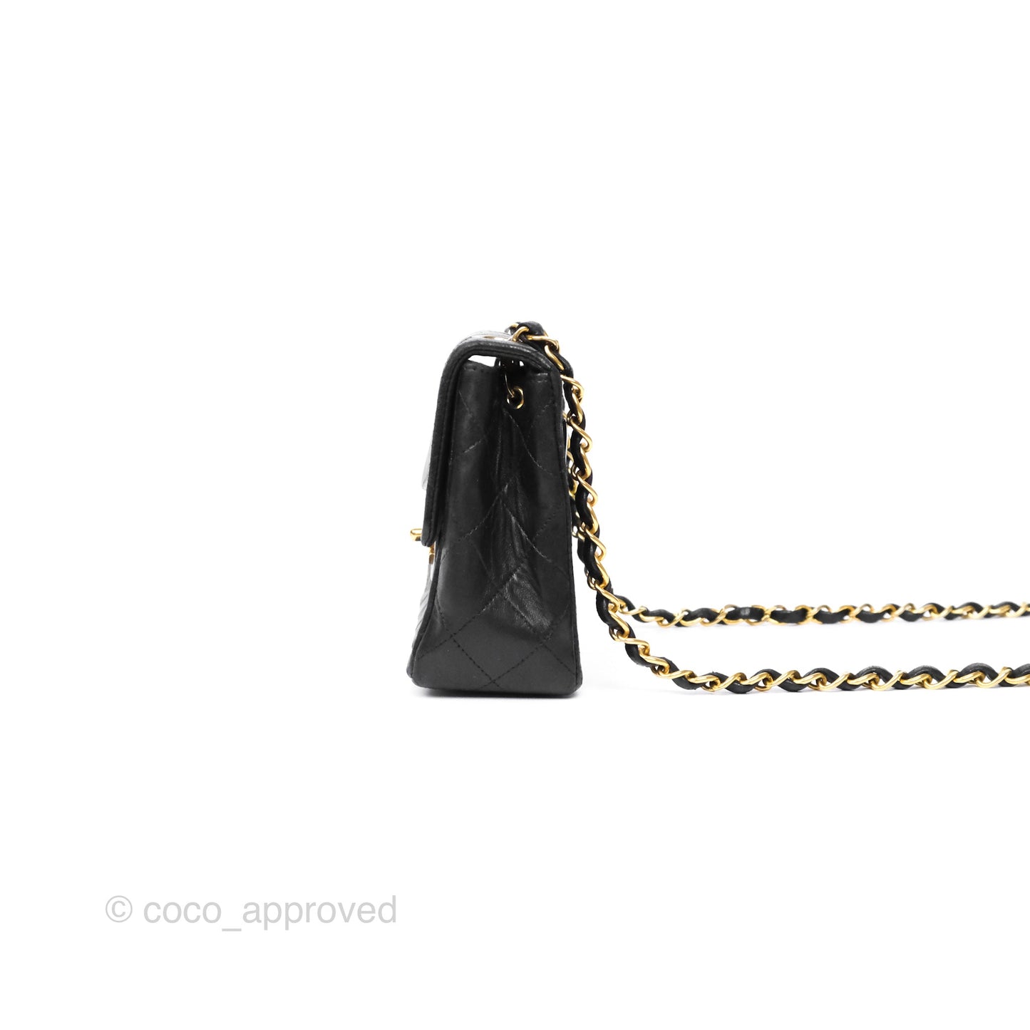 Chanel Vintage Mini Square Black Lambskin 24K Gold Hardware