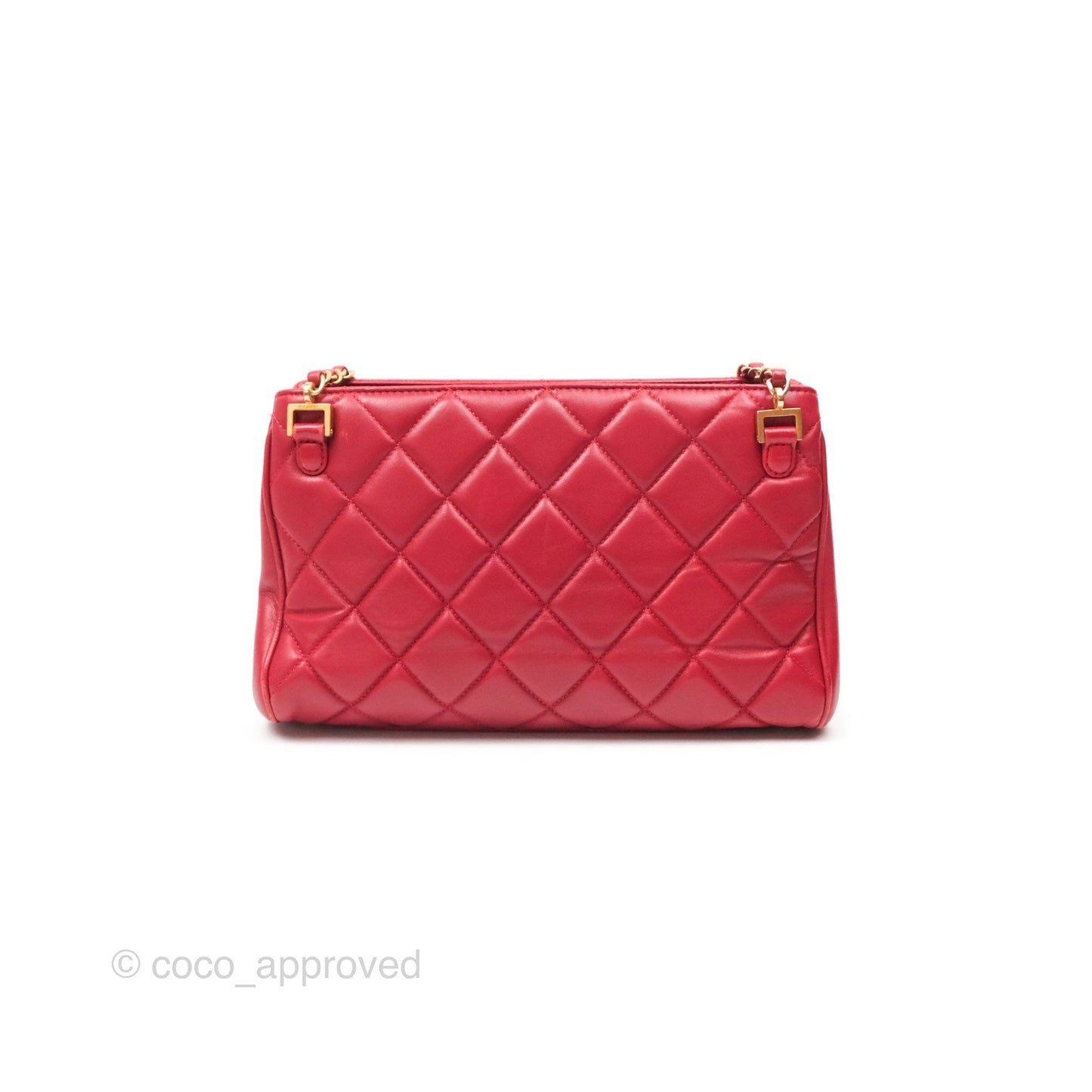 Chanel Tote Bag Red Lambskin Aged Gold Hardware
