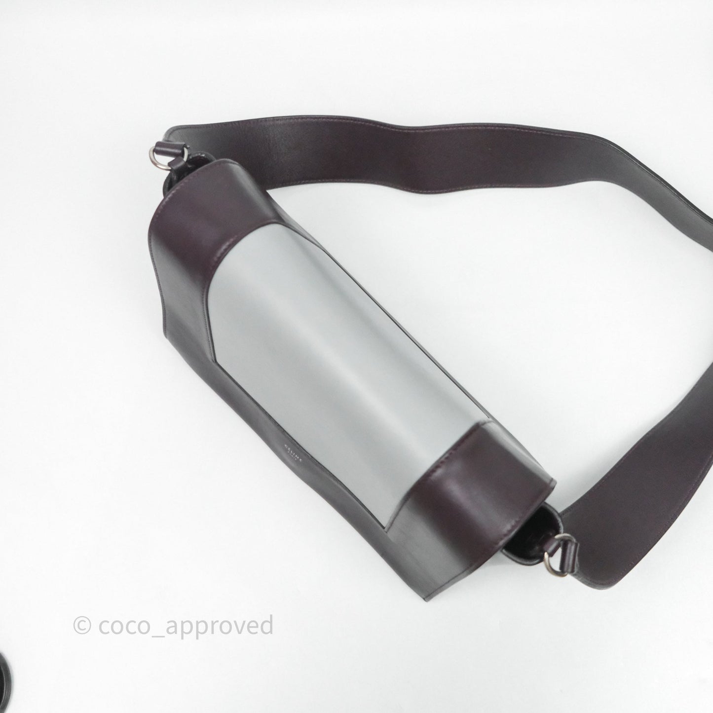 Celine Medium Frame Bag Burgundy / Pearl Blue Calfskin Silver Hardware