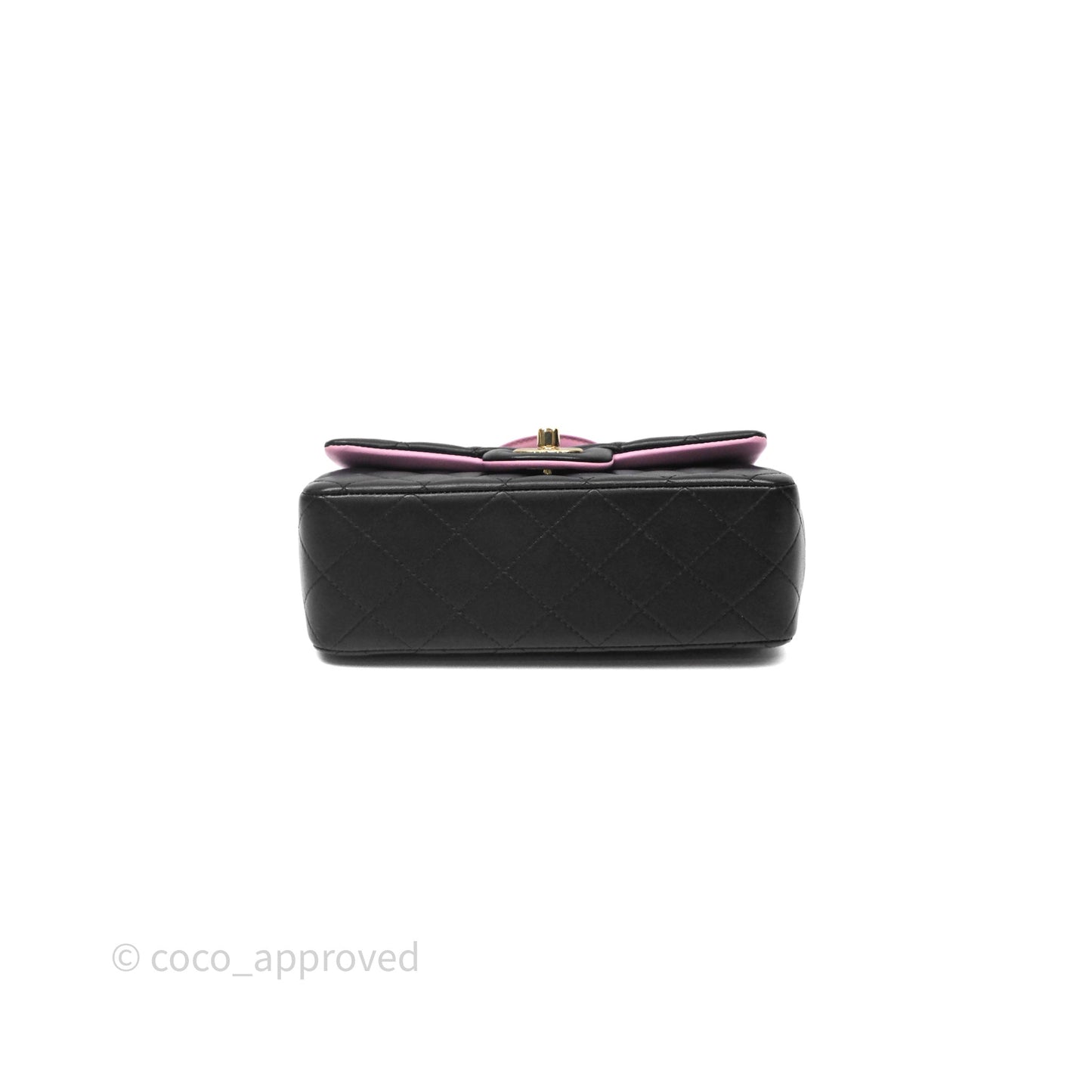 Chanel Top Handle Mini Rectangular Flap Black/Pink Lambskin Gold Hardware 23P