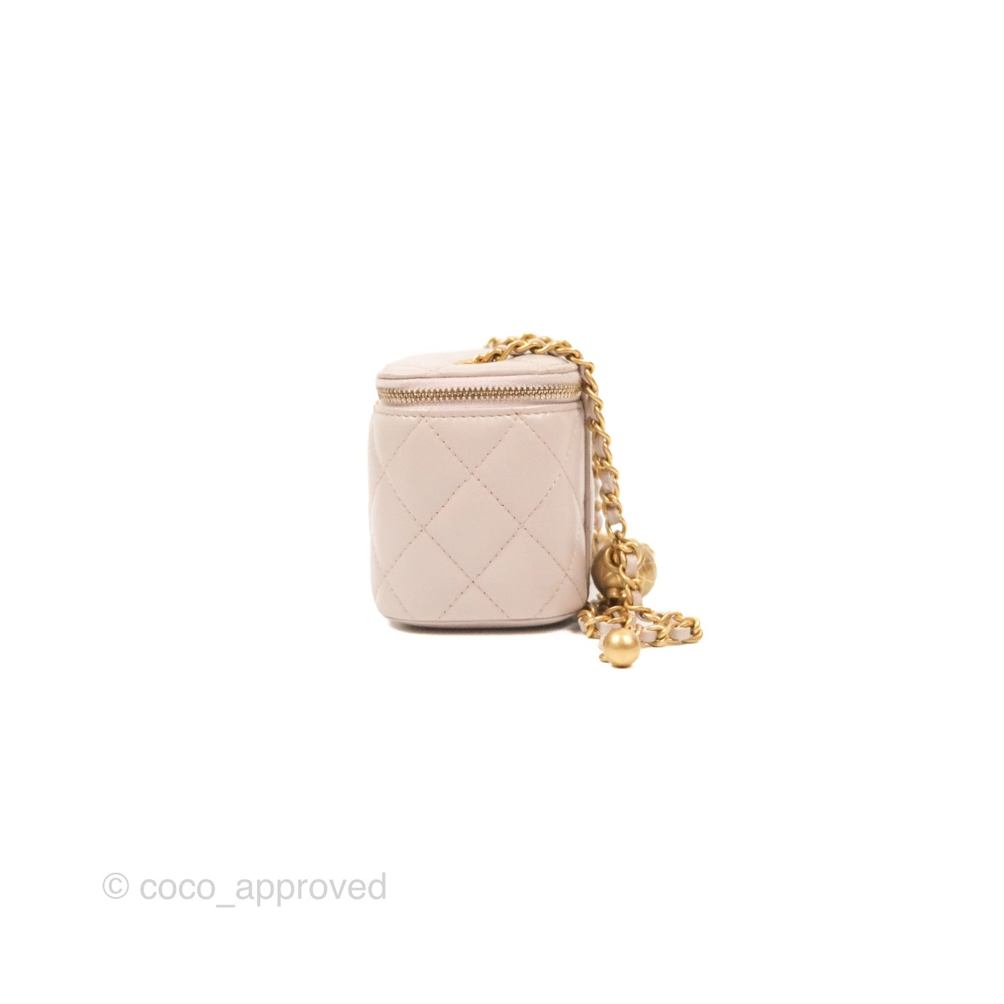 Chanel Classic Pearl Crush Mini Vanity With Chain Lilac Pink Lambskin Aged Gold Hardware