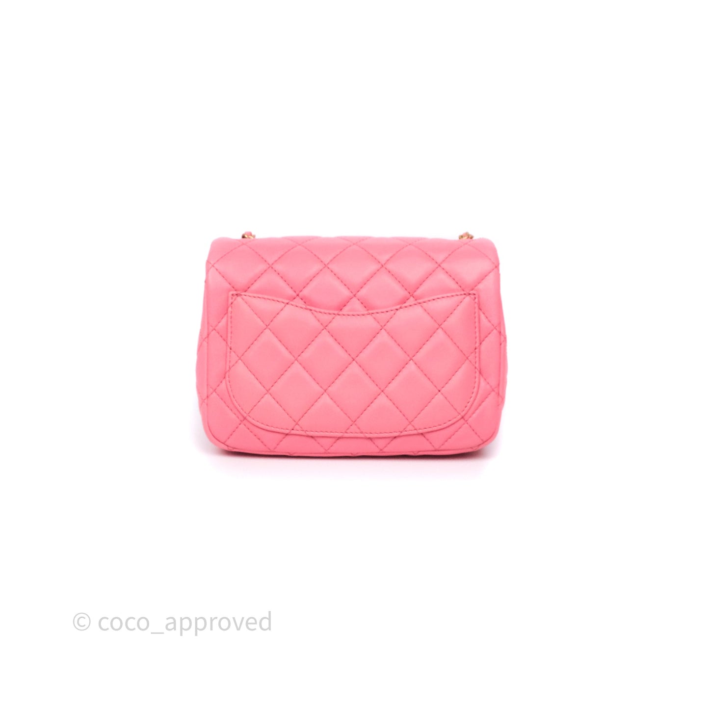 Chanel Pearl Crush Mini Square Quilted Pink Lambskin Aged Gold Hardware