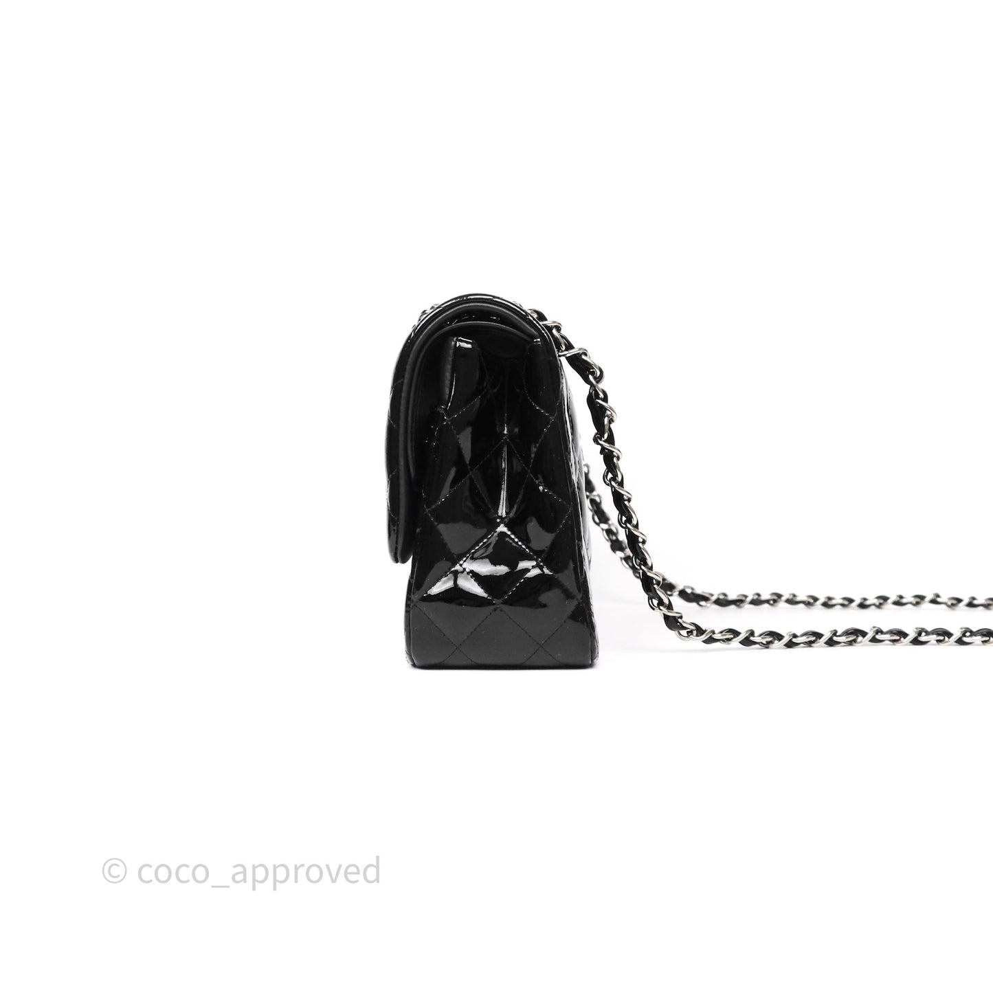 Chanel Jumbo Double Flap Black Patent Silver Hardware⁣⁣