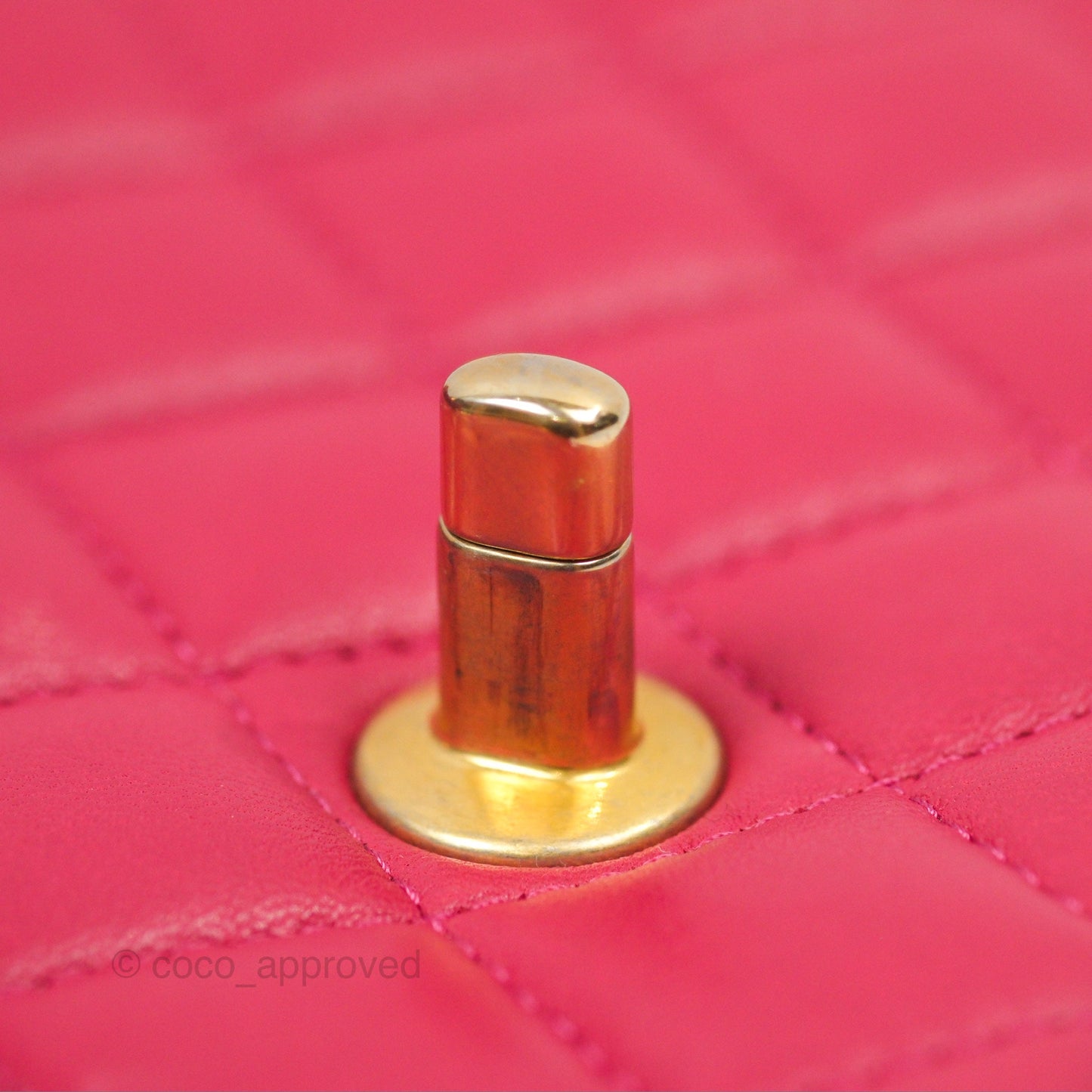 Chanel Top Handle Mini Rectangular Flap Bag Berry Red Lambskin Aged Gold Hardware