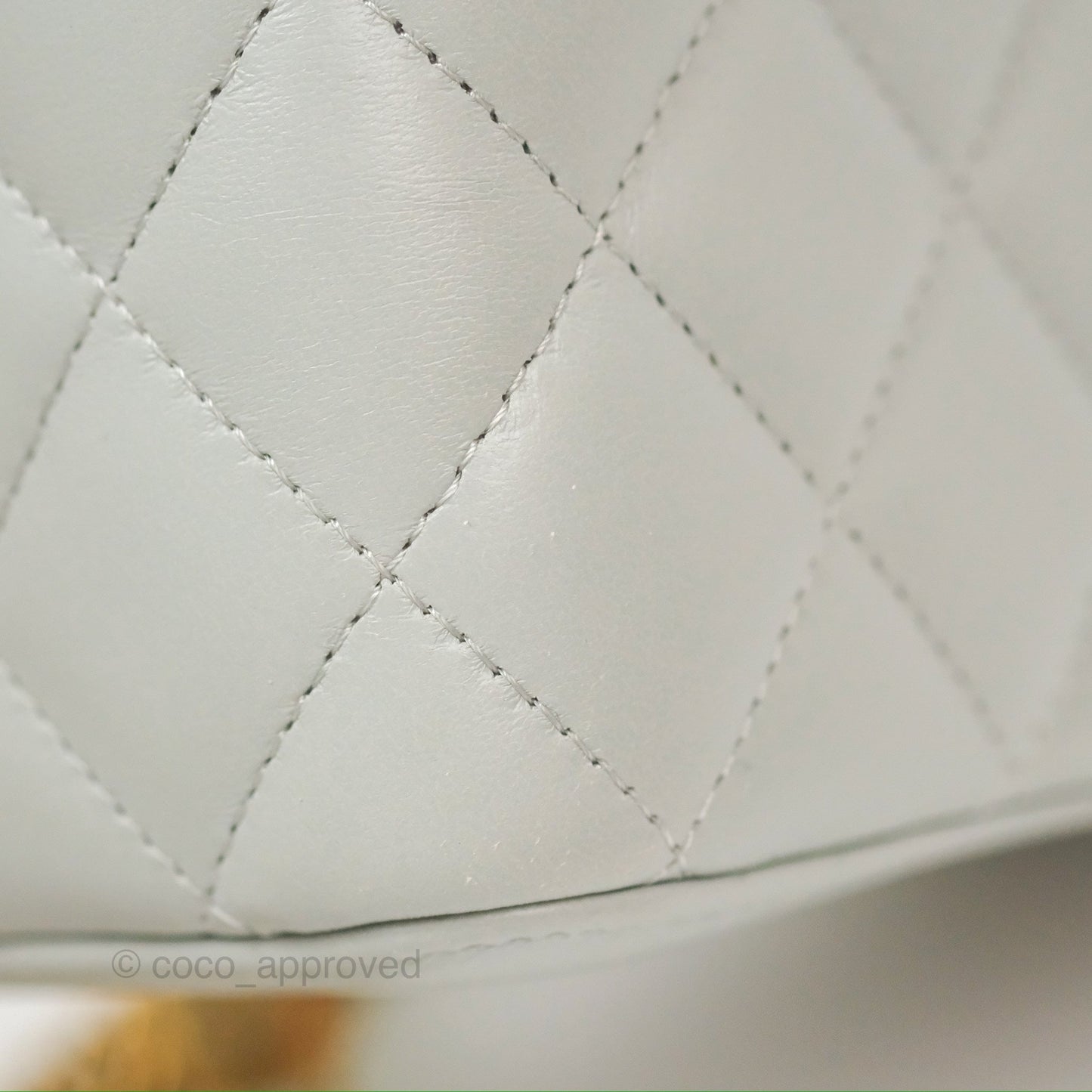 Chanel Quilted Vanity Rectangular with Chain Grey Blue Lambskin Gold Hardware