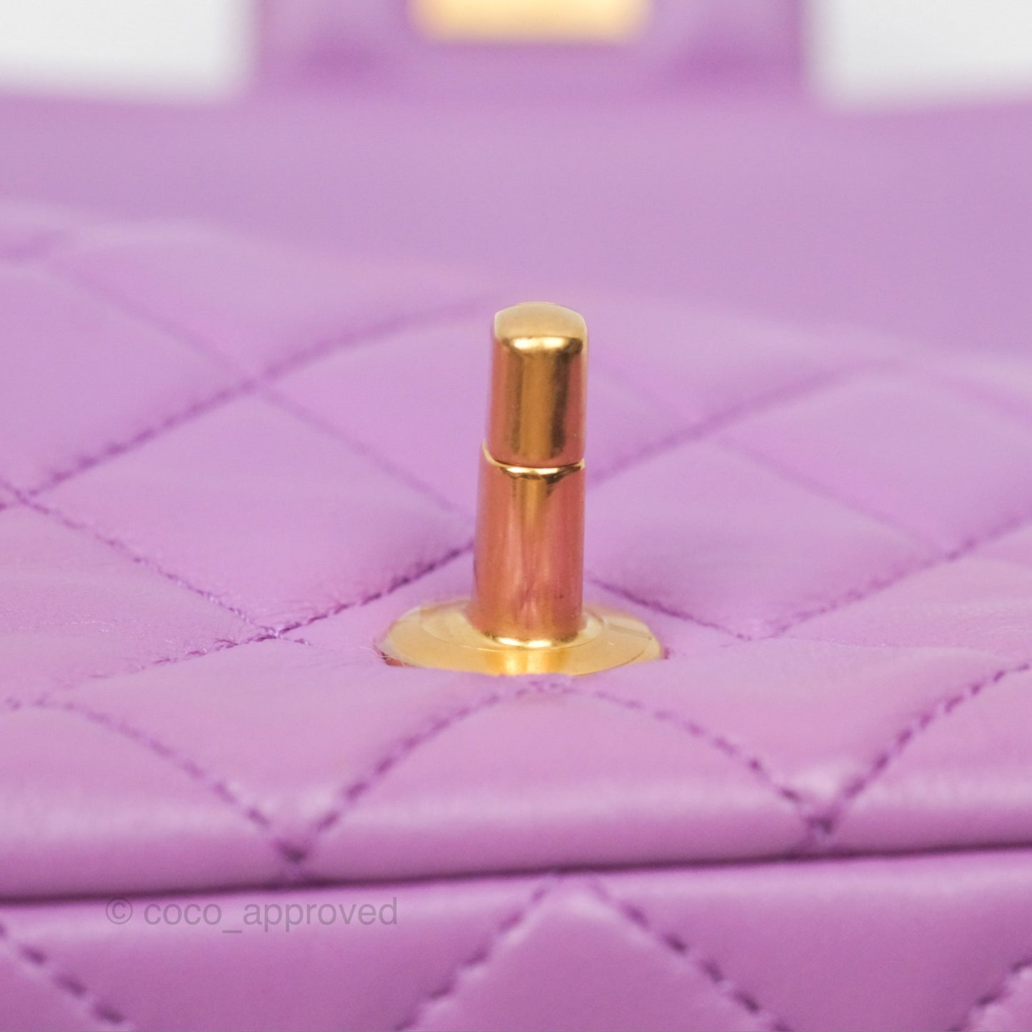 Chanel Mini Rectangular Pearl Crush Quilted Purple Lambskin Aged Gold Hardware