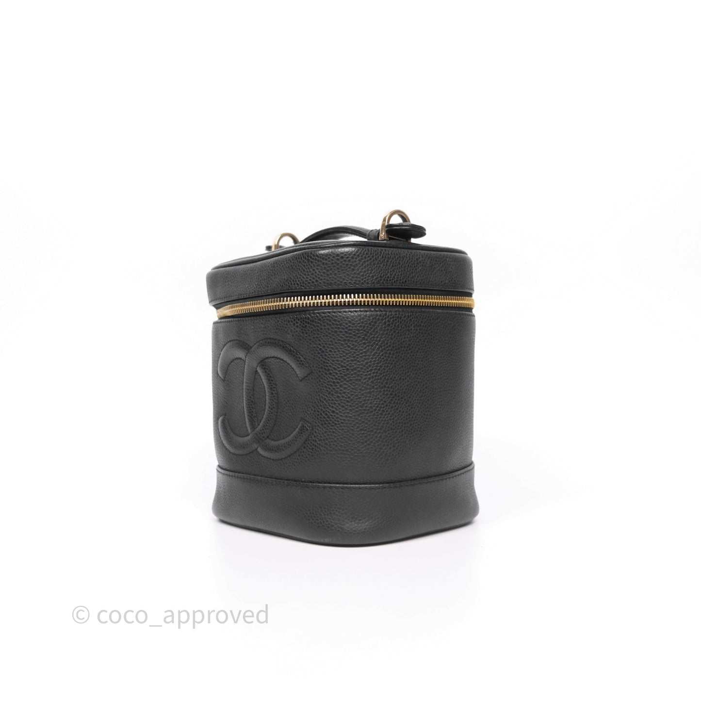 Chanel Vintage Vanity Case Black Caviar Gold Hardware