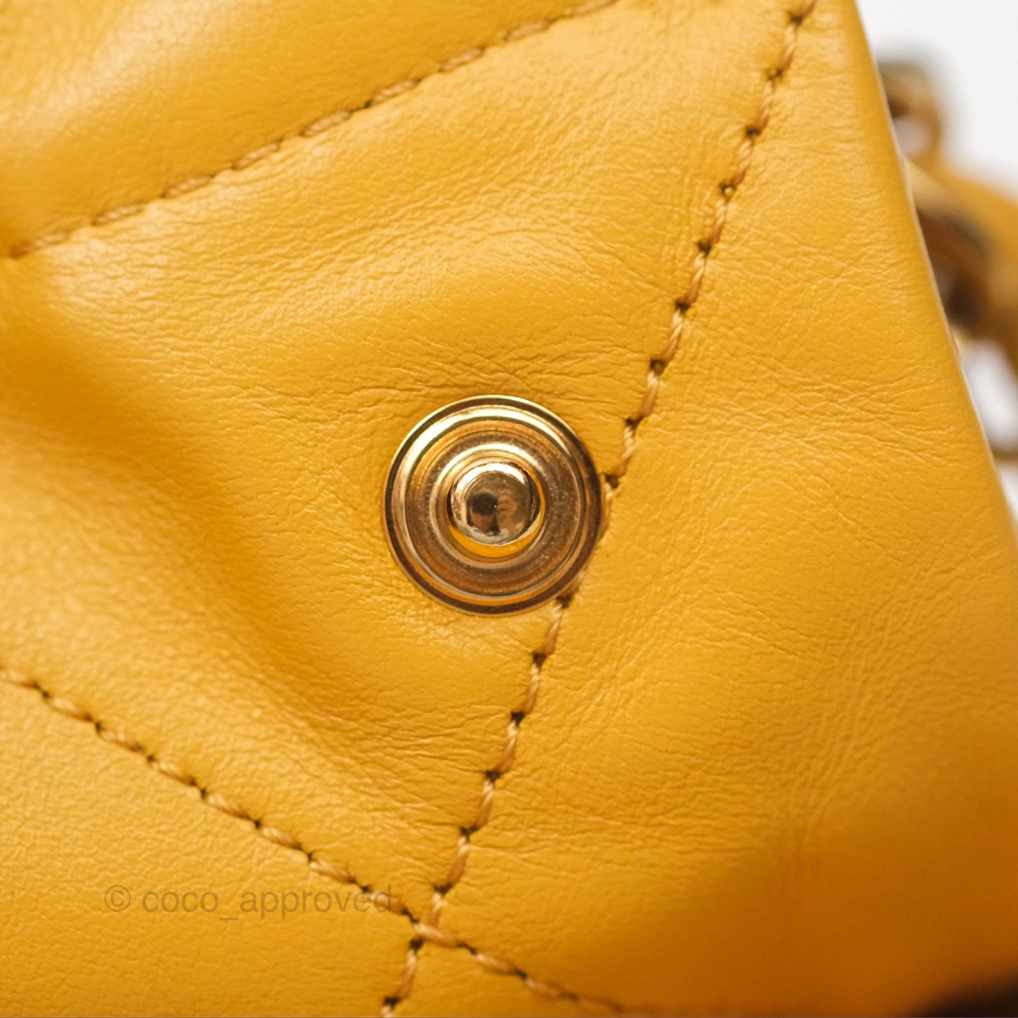 Chanel 22 Small Mustard Yellow Shiny Aged Calfskin Aged Gold Hardware