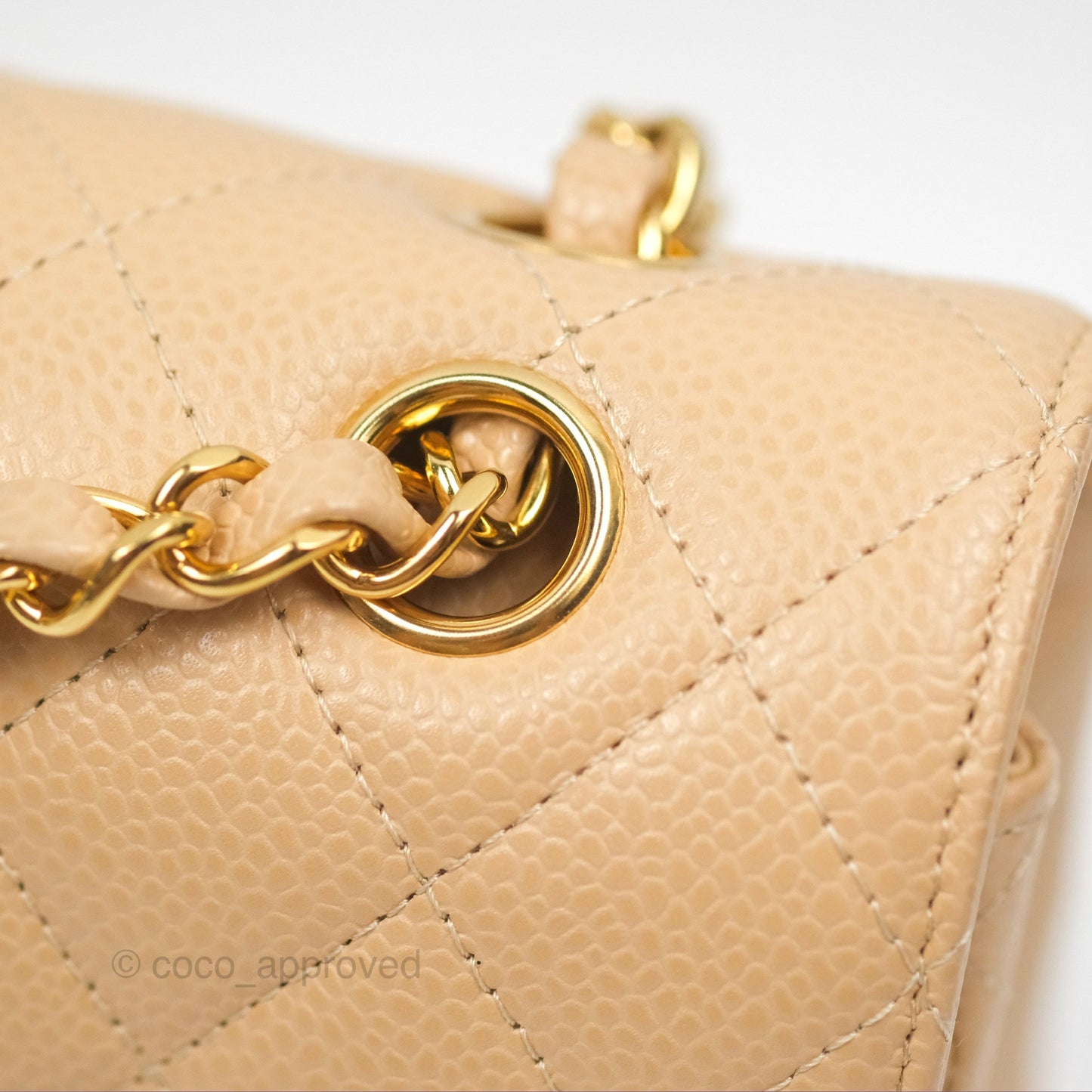 Chanel Small Quilted Classic Flap Beige Caviar Gold Hardware