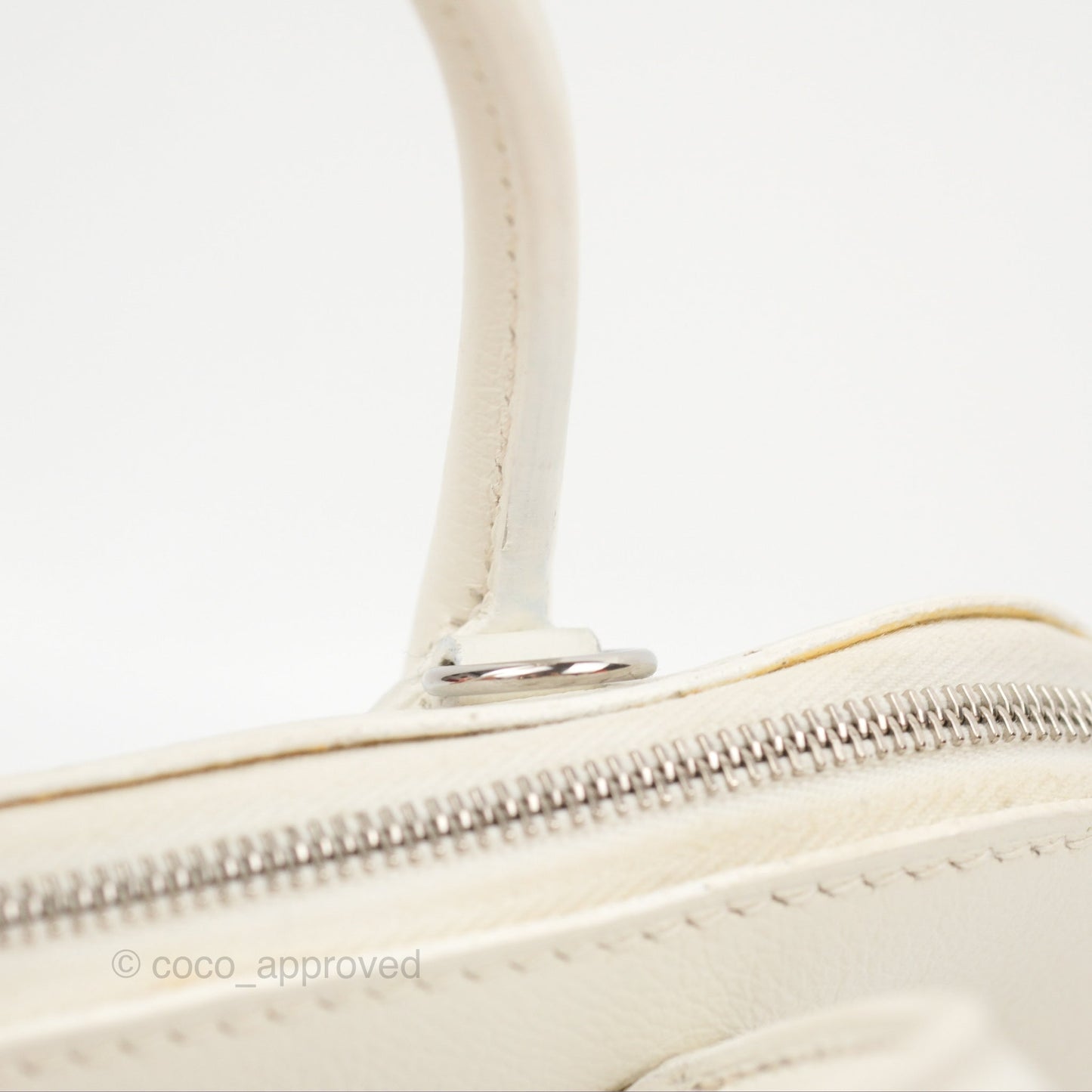 Hermès Mini Bolide 1923 White/Lime Evercolor Palladium Hardware