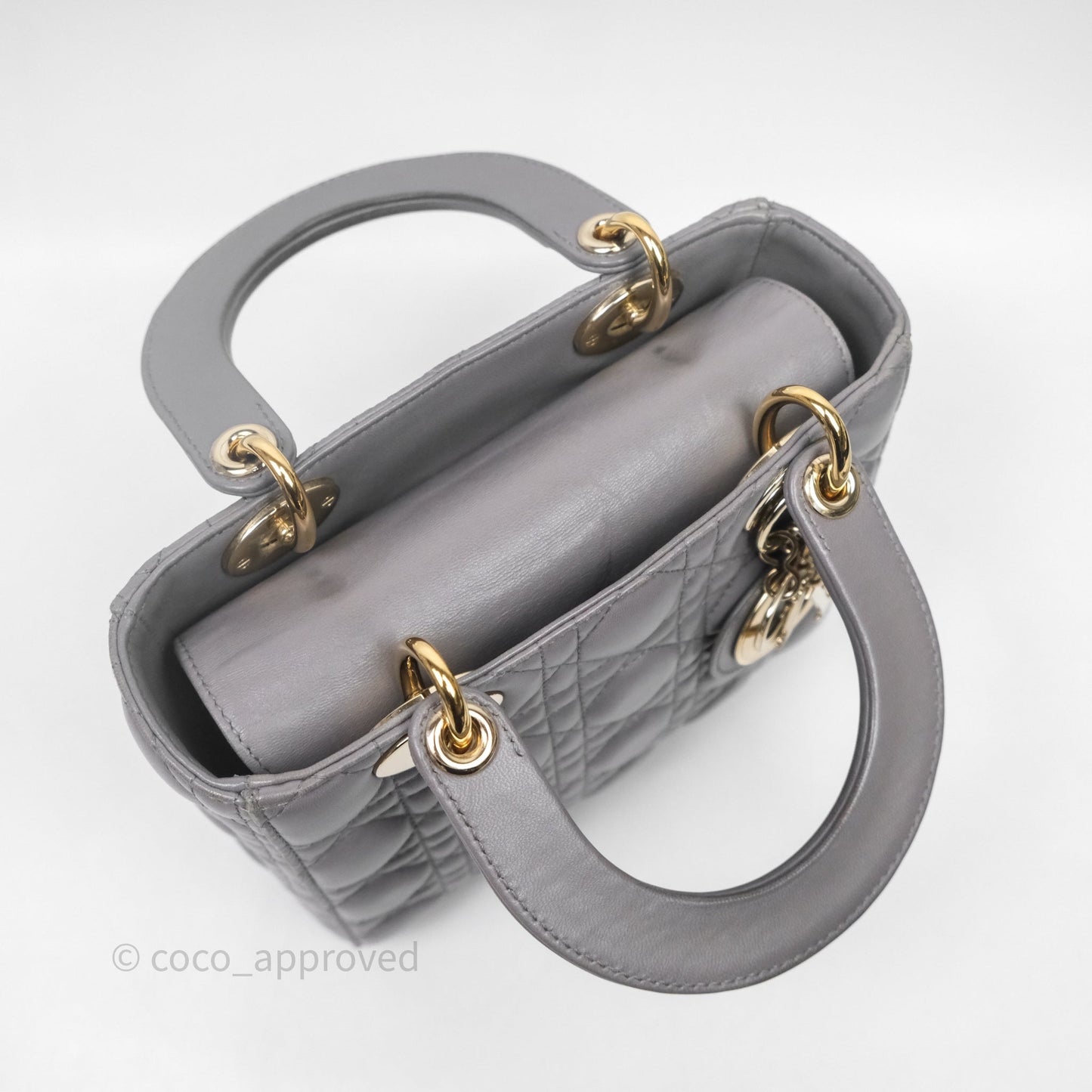 Christian Dior Small Lady Dior My ABCDior Bag Stone Gray Cannage Lambskin