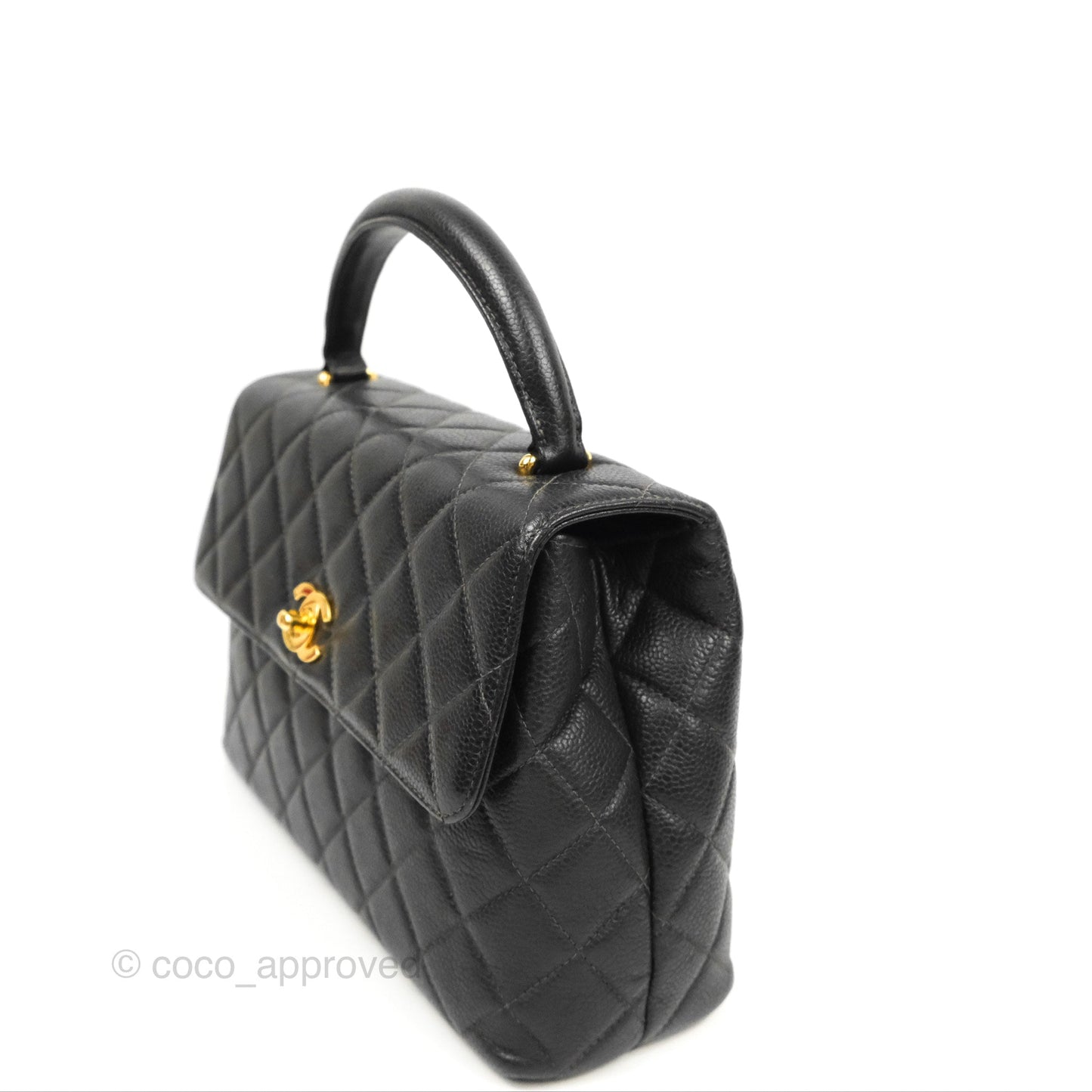 Chanel Vintage Kelly Quilted Flap Bag Black Caviar 24K Gold Hardware