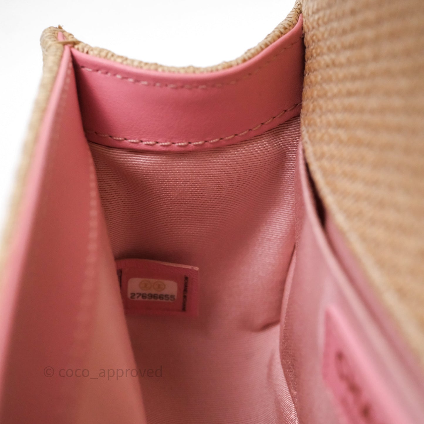 Chanel Small Boy Chevron Raffia Metallic Pink Aged Gold Hardware