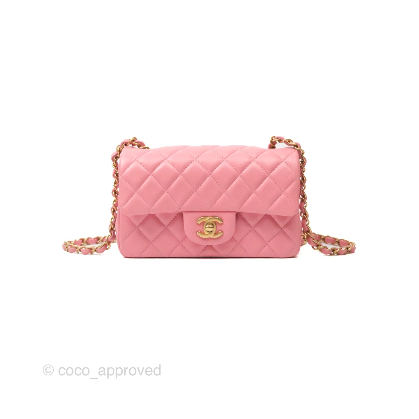 Chanel Quilted Mini Rectangular Pink Lambskin Gold Hardware