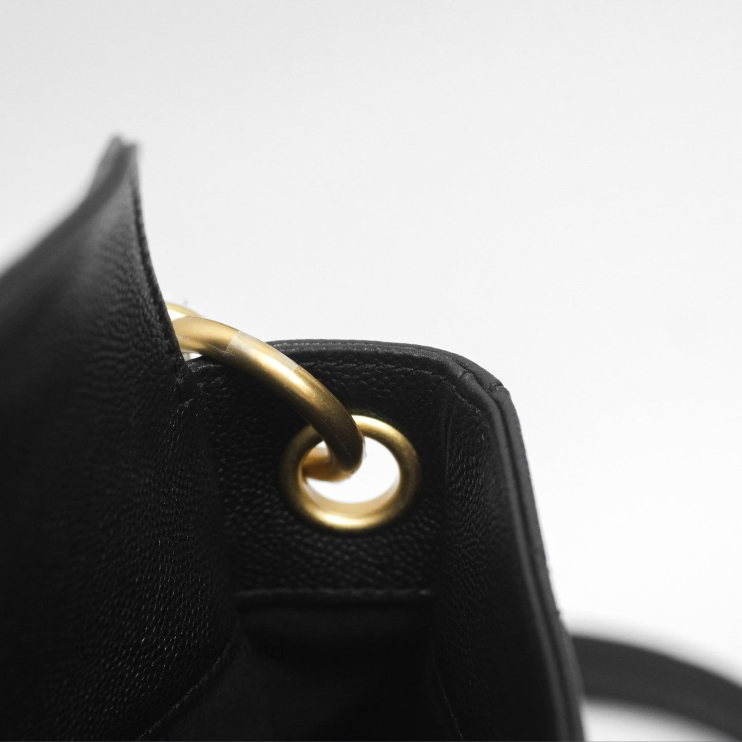 Chanel Double Pocket Hobo Bag Black Caviar Brushed Gold Hardware