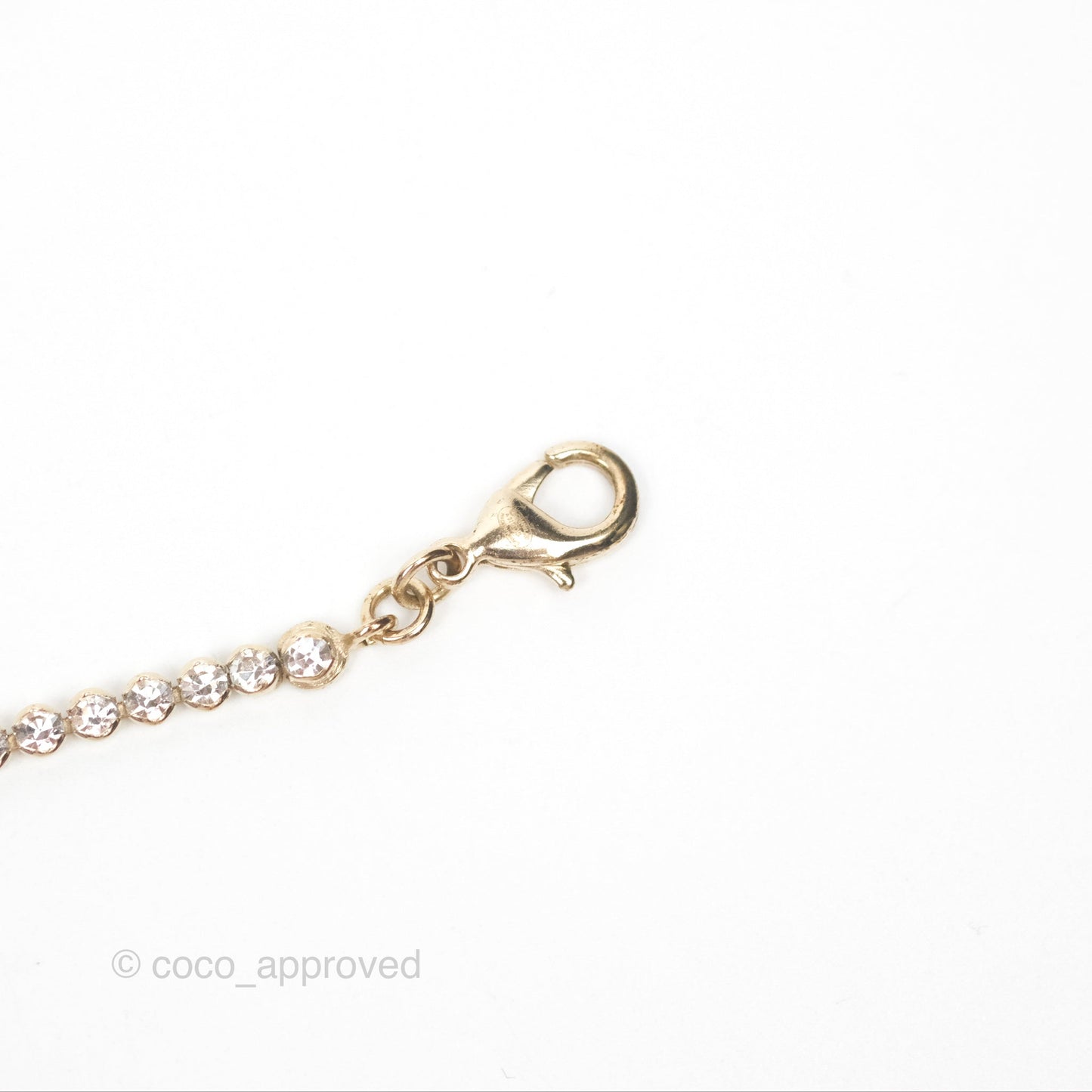 Chanel CC Crystal Chain Choker Necklace Gold Tone 21S