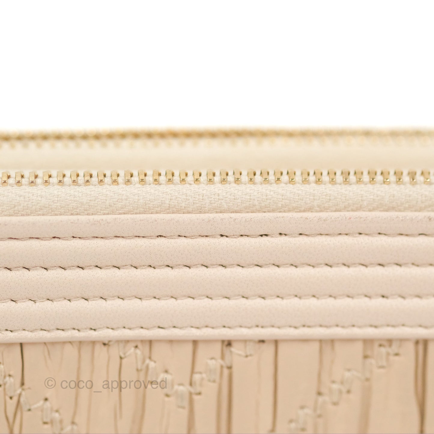 Chanel Boy Double Zip Clutch On Chain Chevron Pale Beige Aged Gold Hardware