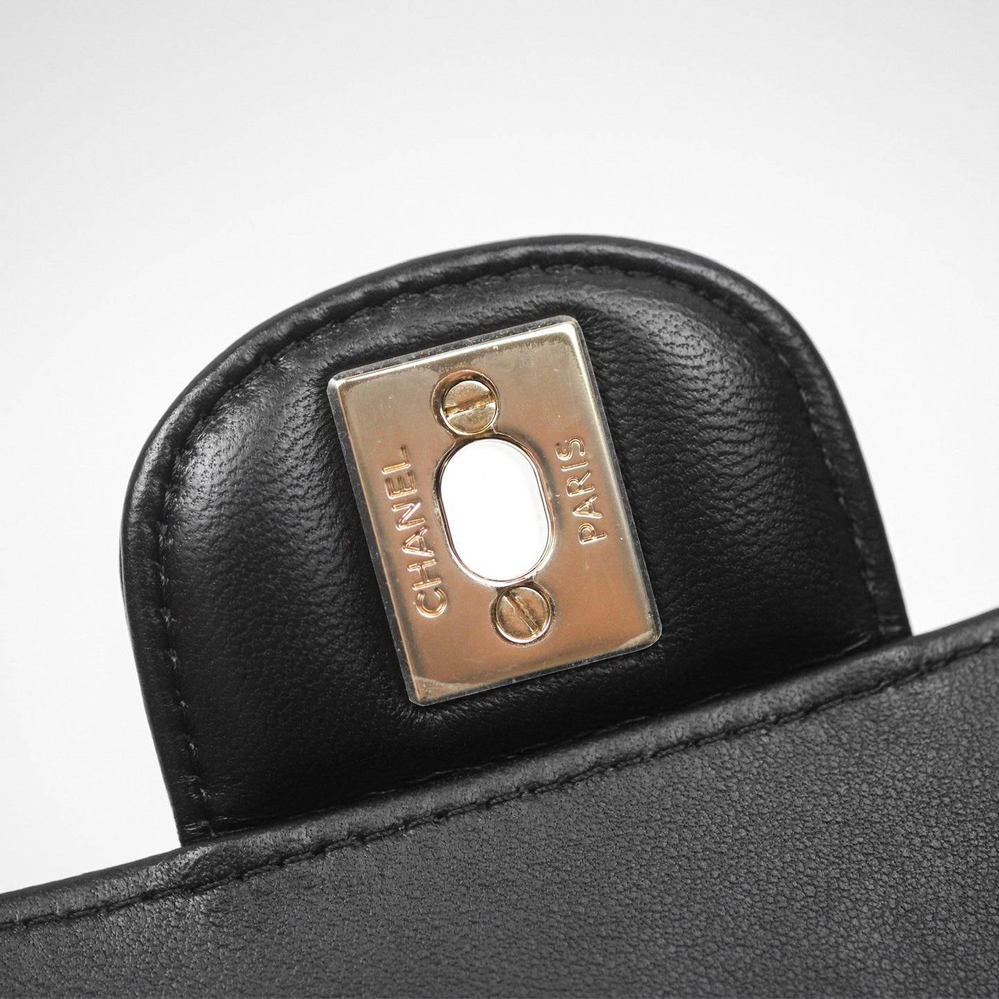 Chanel Small Classic Flap Chevron Black Lambskin Gold Hardware