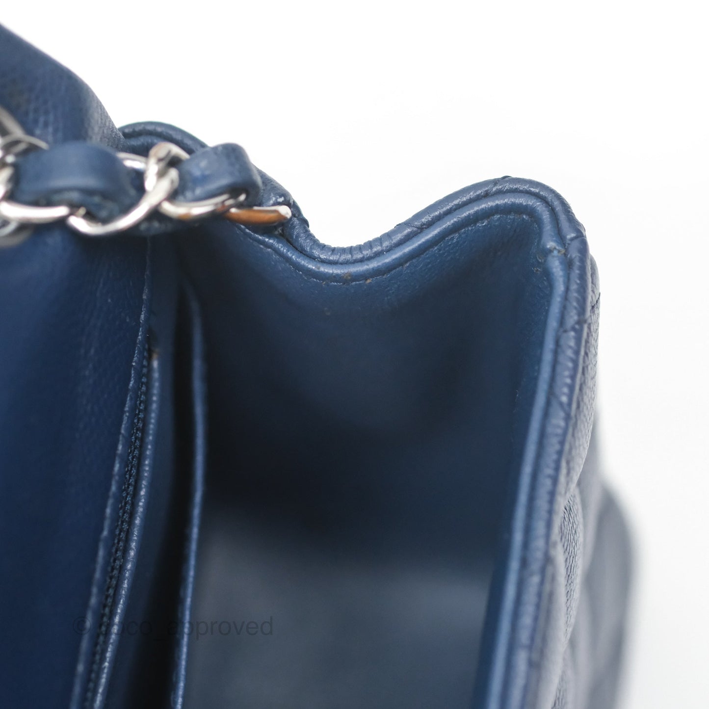 Chanel Mini Square Flap Quilted Navy Caviar Silver Hardware