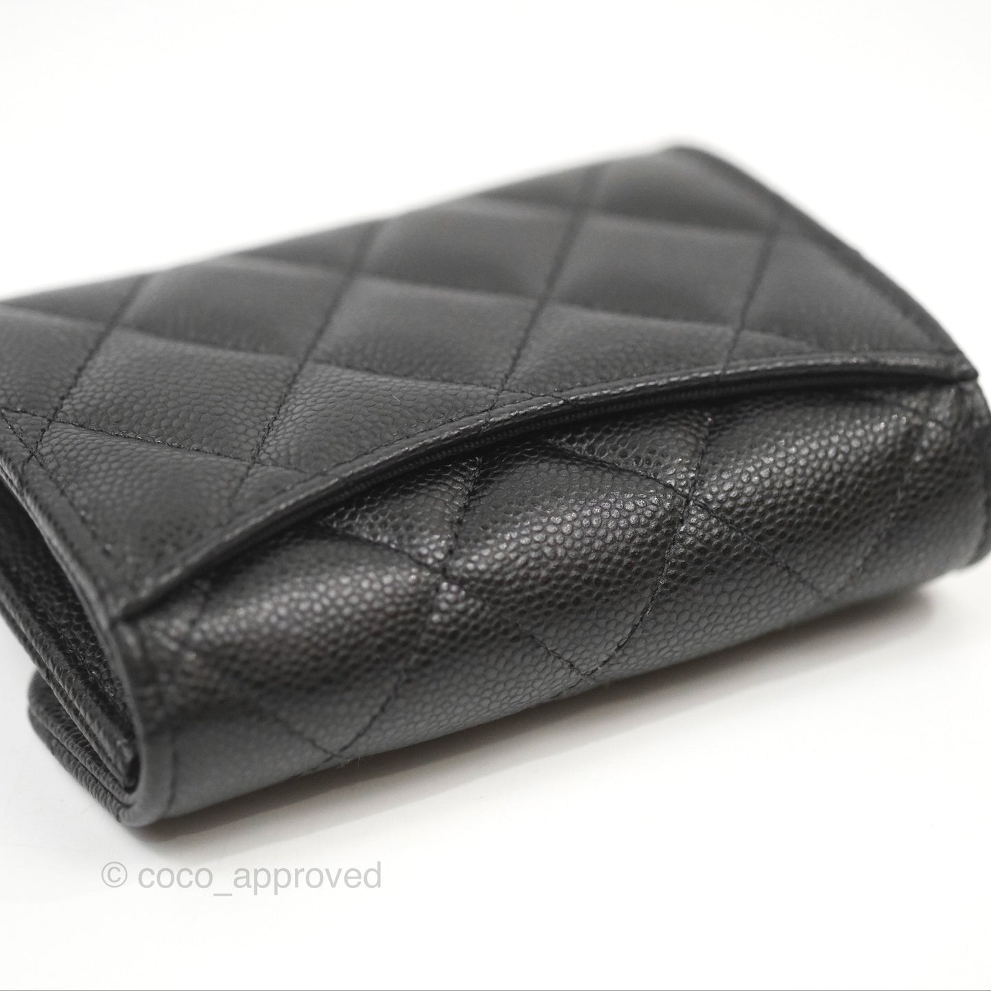 Chanel Caviar Quilted Flap Card Holder Black Gold Hardware