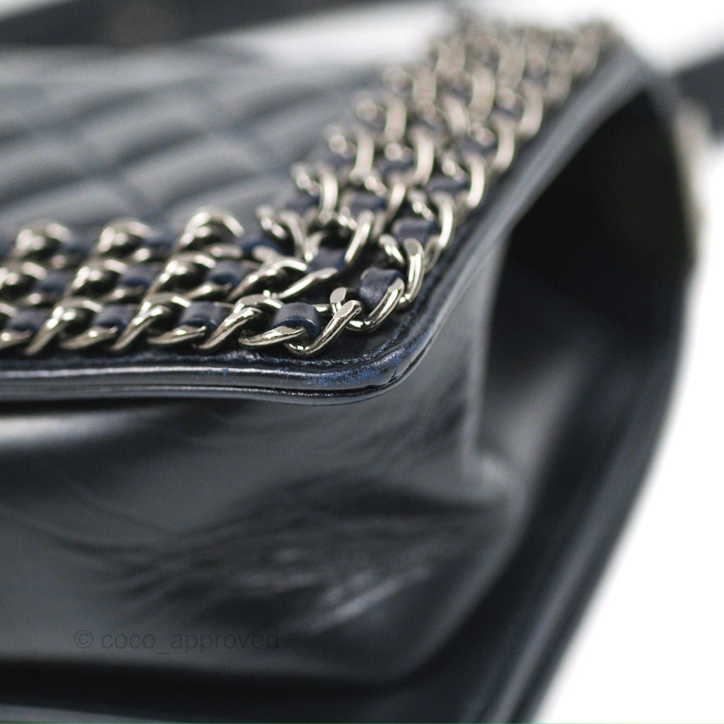 Chanel Small Chain Around Boy Dark Navy Glazed Calfskin Ruthenium Hardware