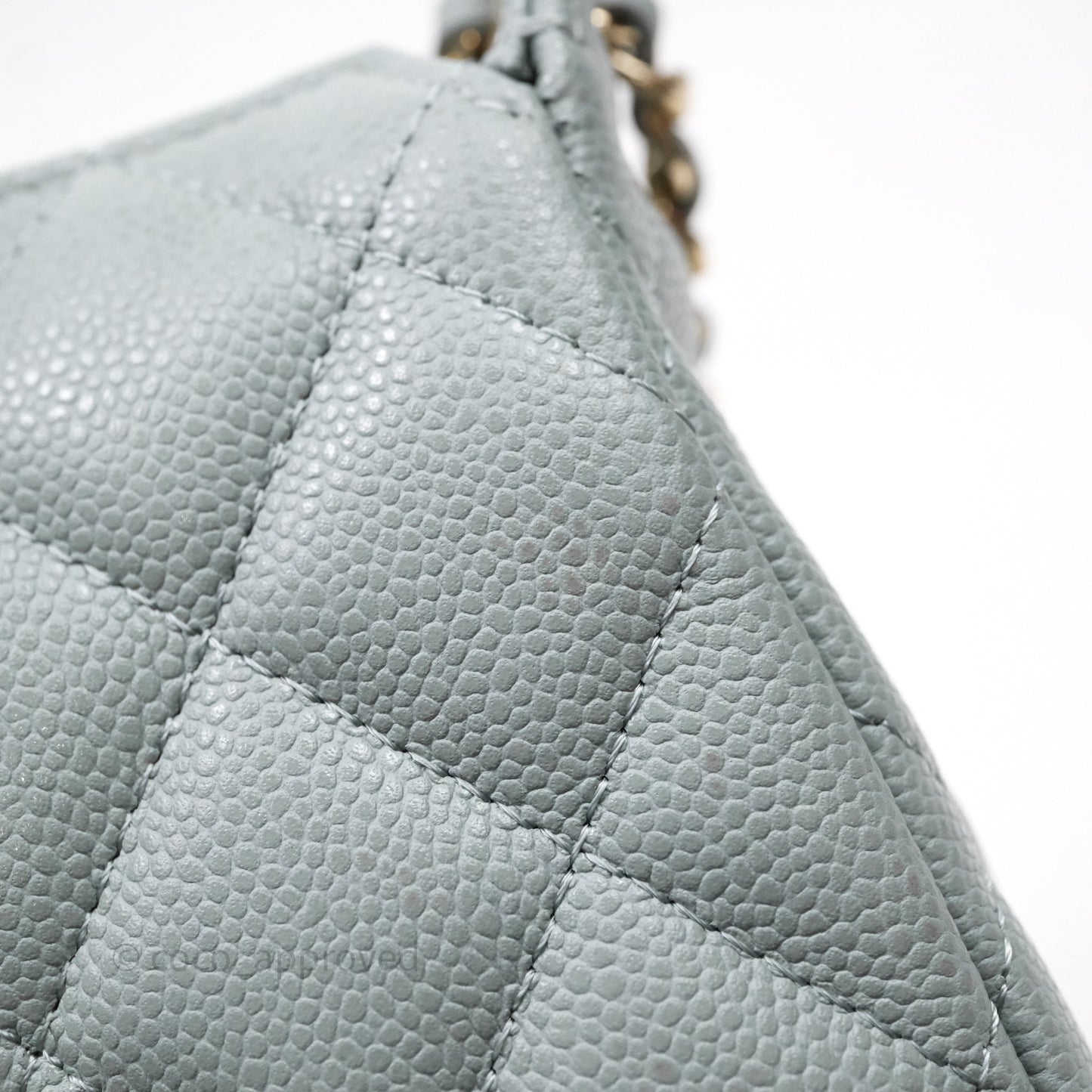 Chanel Clutch on Chain Tiffany Green Caviar Gold Hardware