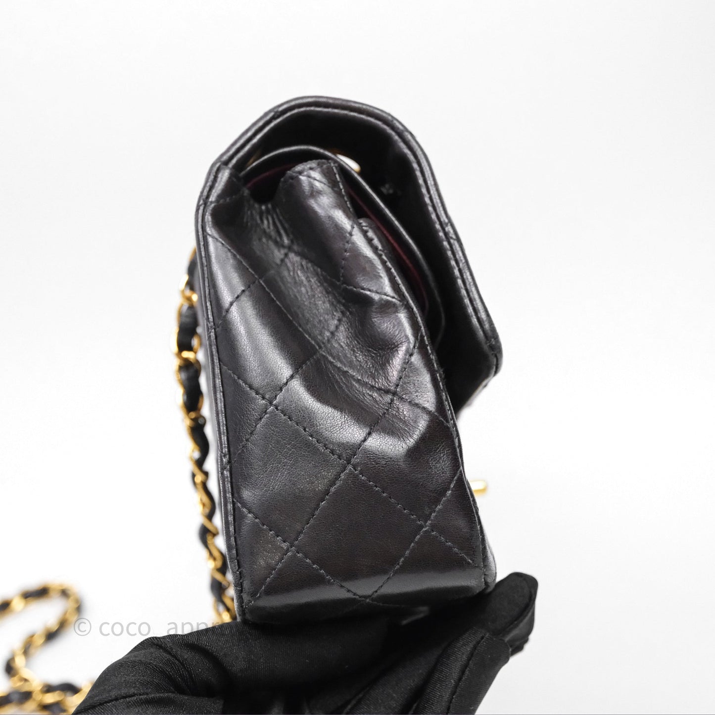 Chanel Vintage Lambskin Small Double Flap Bag Black Gold Hardware