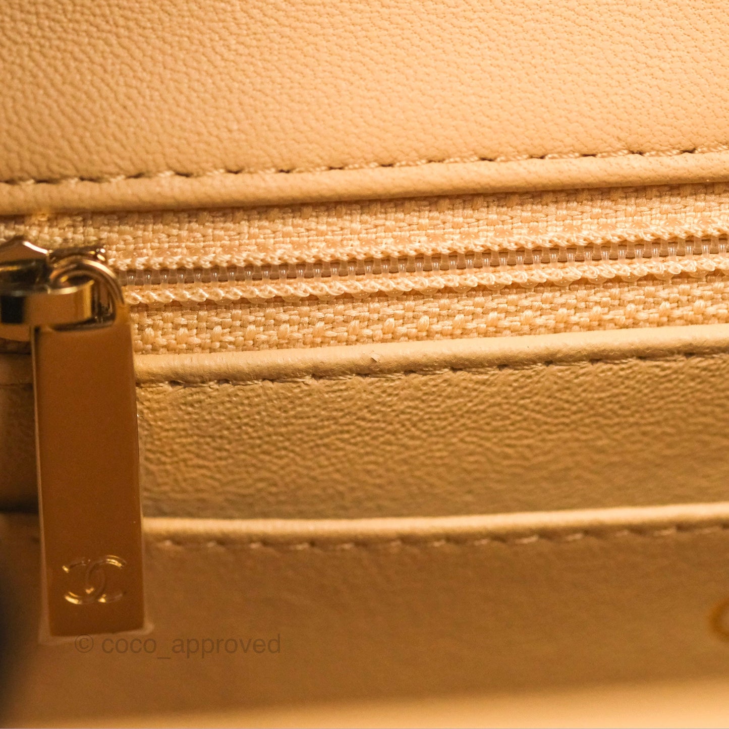 Chanel Quilted Mini Rectangular Flap Beige Lambskin Gold Hardware
