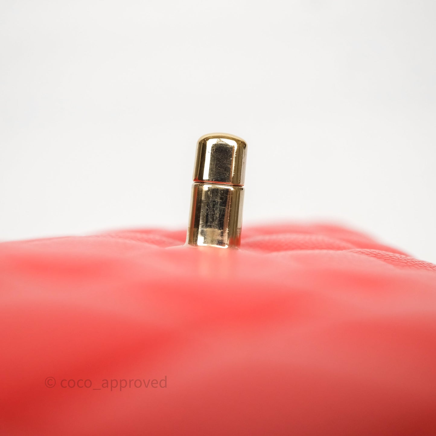 Chanel Small Classic Flap Quilted Red Orange Caviar Gold Hardware