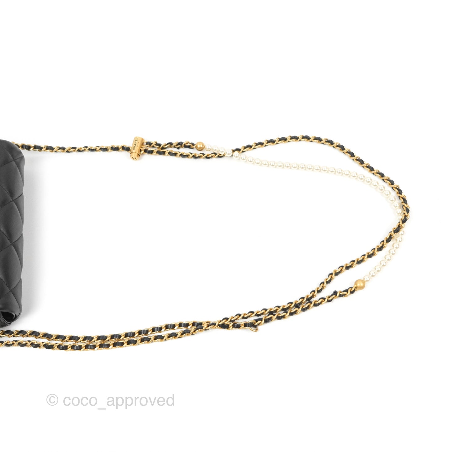 Chanel Quilted My Perfect Mini With Pearl Black Lambskin Gold Hardware