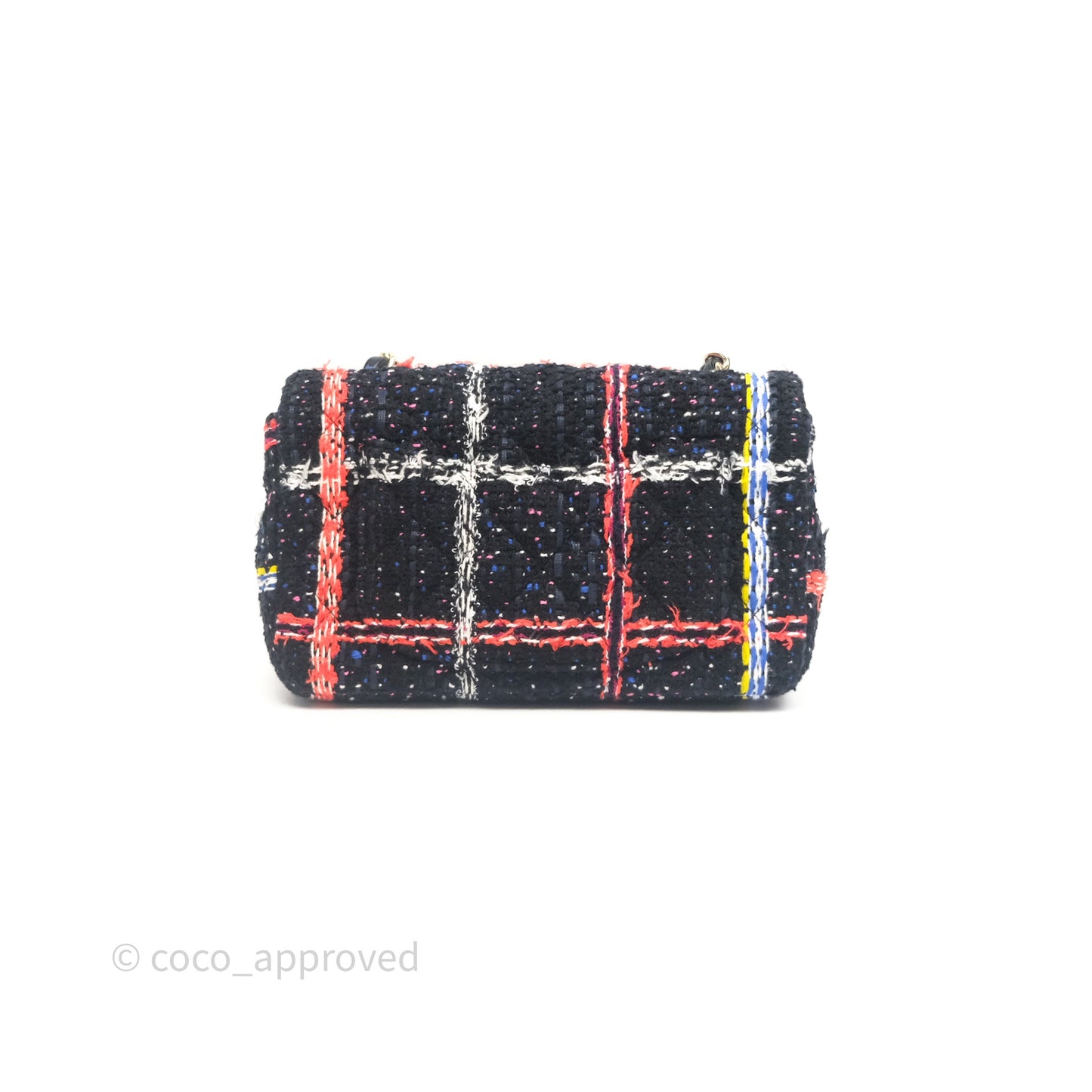 Chanel Mini Rectangular Flap Navy Tweed Gold Hardware