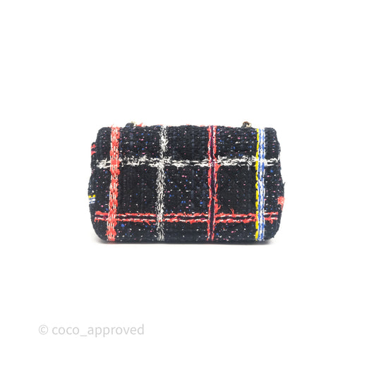 Chanel Mini Rectangular Flap Navy Tweed Gold Hardware