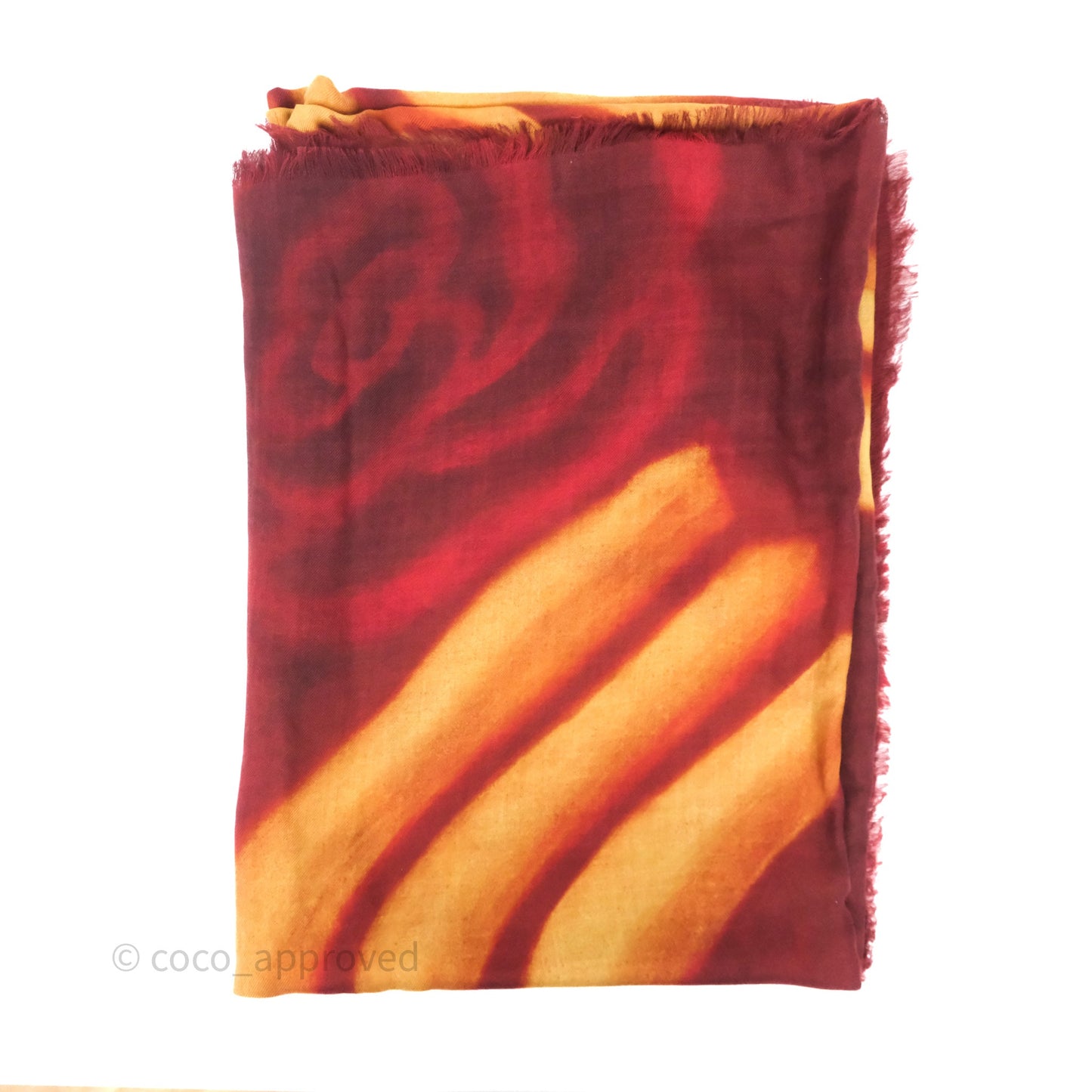 Chanel Horse Print Red/ Gold Cashmere Scarf