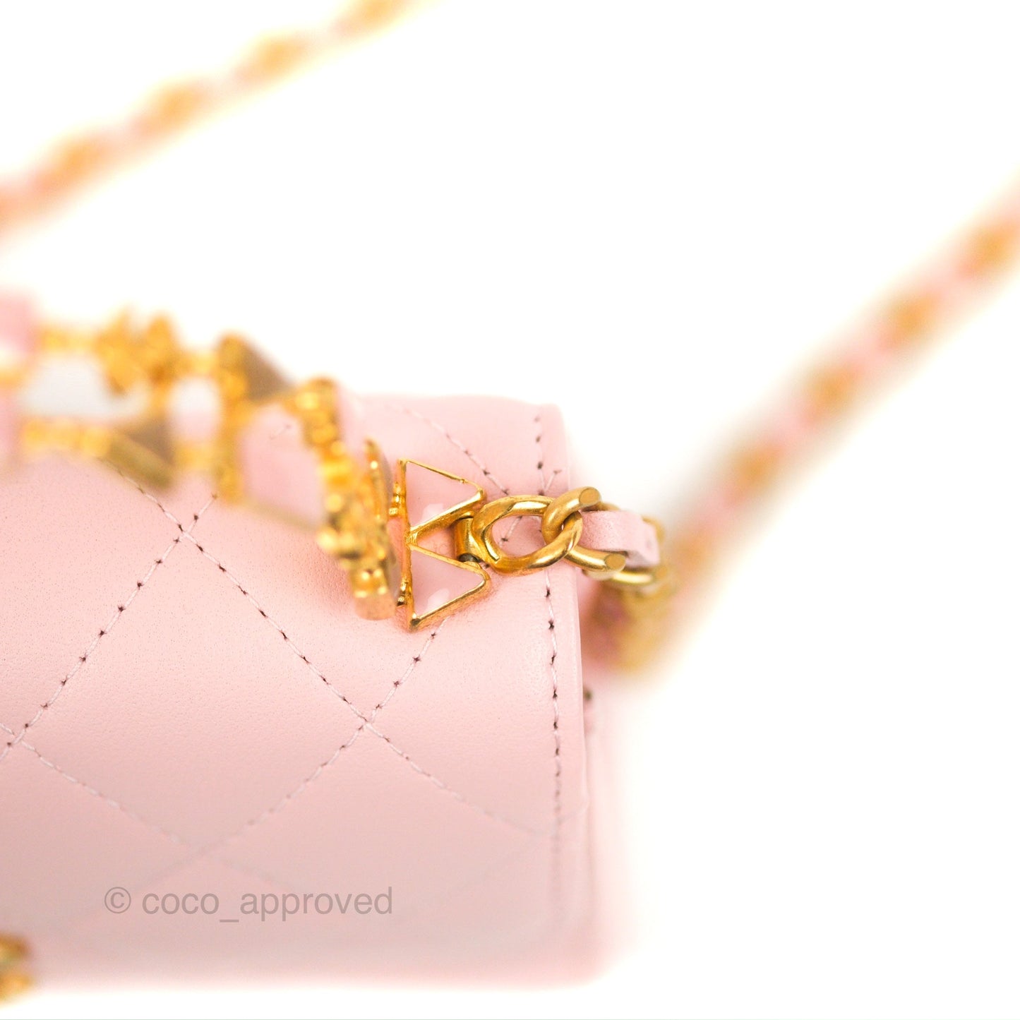 Chanel Enamel Top Handle Clutch with Chain Pink Lambskin Aged Gold Hardware 22B