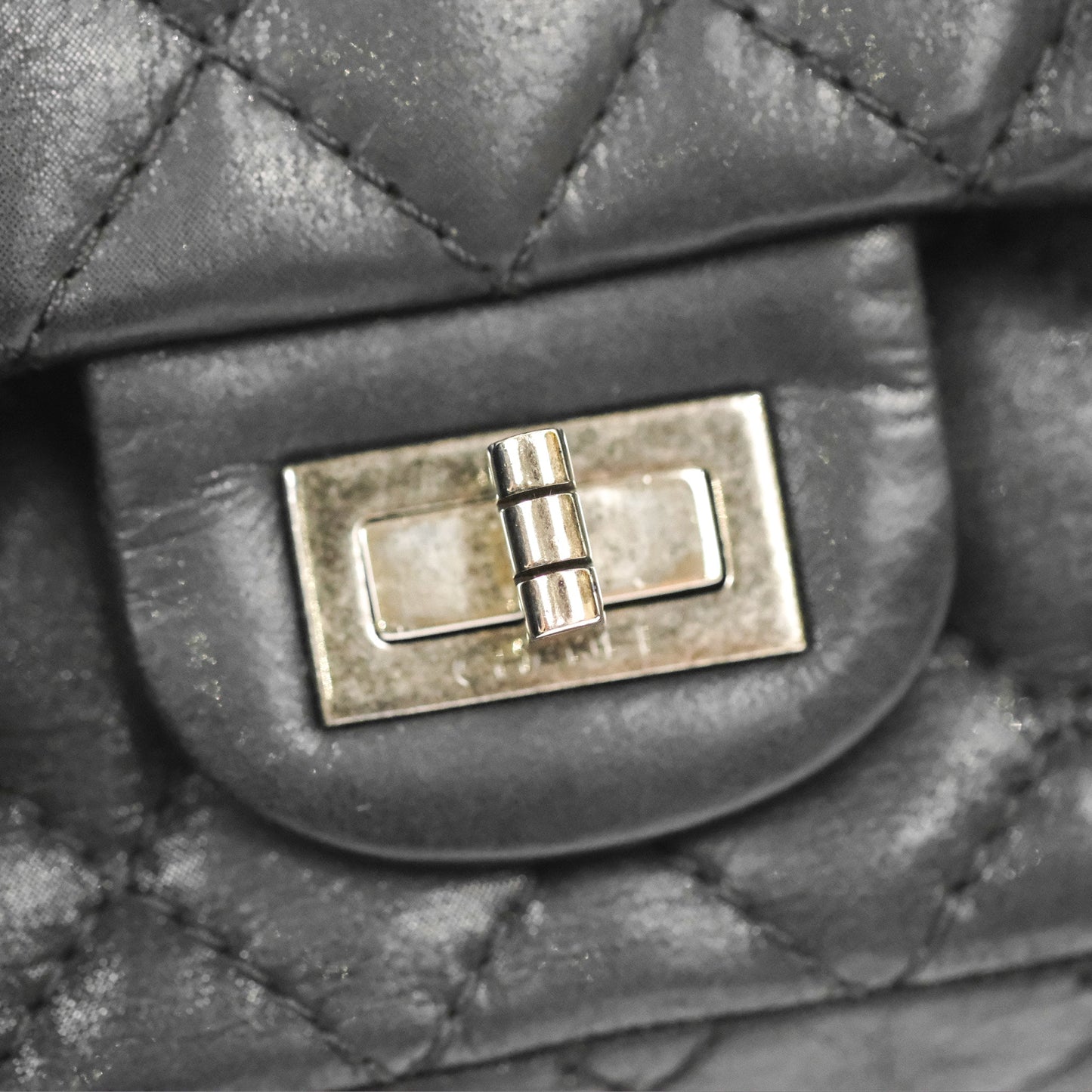 Chanel Mini Reissue 224 Double Flap Black Iridescent Calfskin Ruthenium Hardware