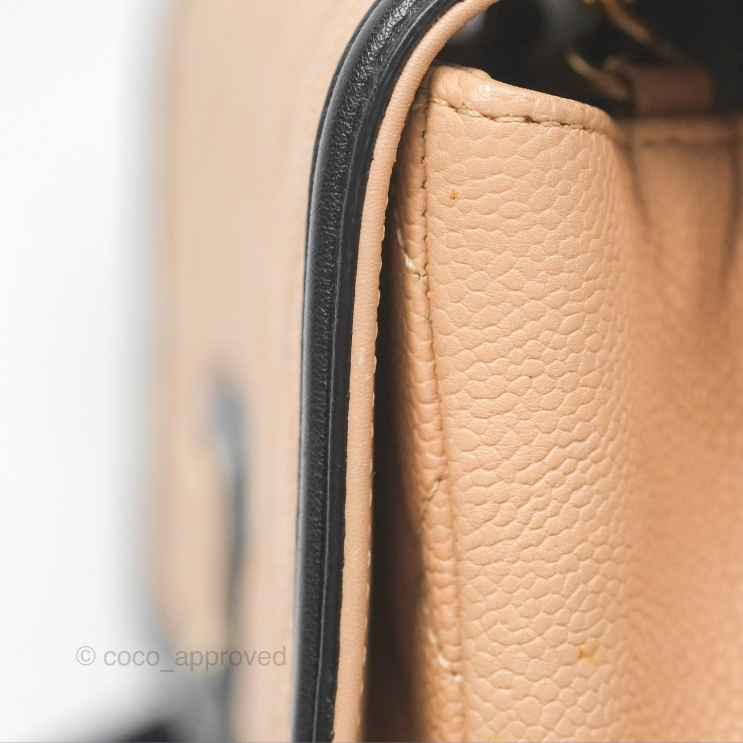 Chanel Small CC Filigree Flap Quilted Beige Black Caviar