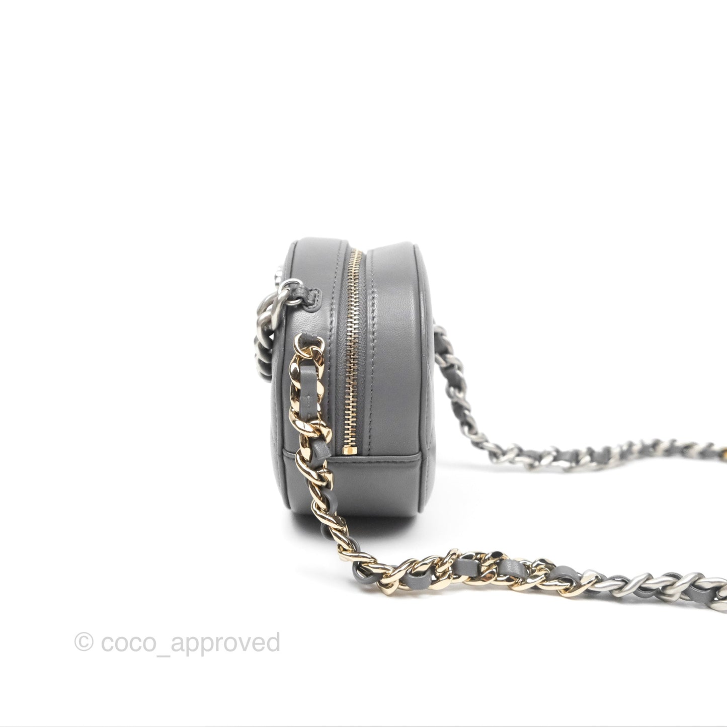 Chanel 19 Round Clutch With Chain Grey Mixed Hardware