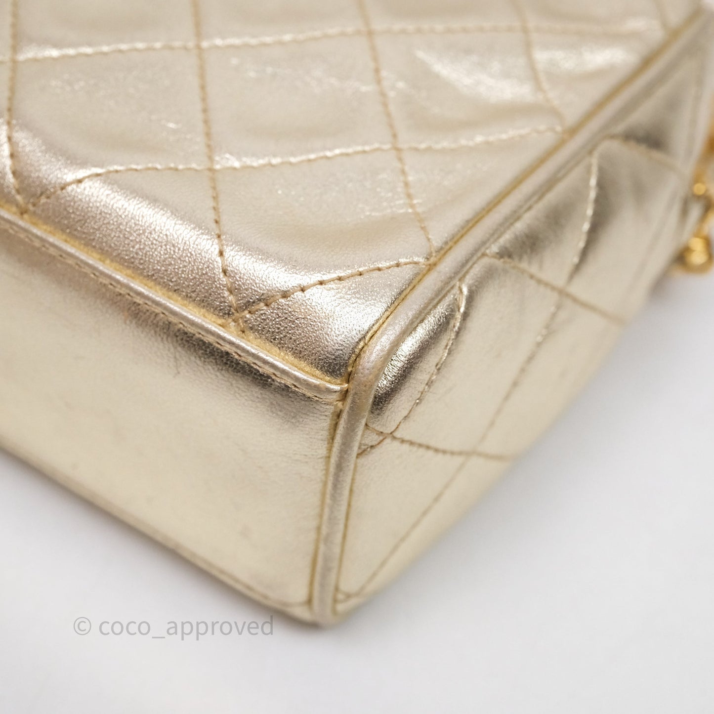 Chanel Vintage Camera Bag Gold Lambskin Gold Hardware