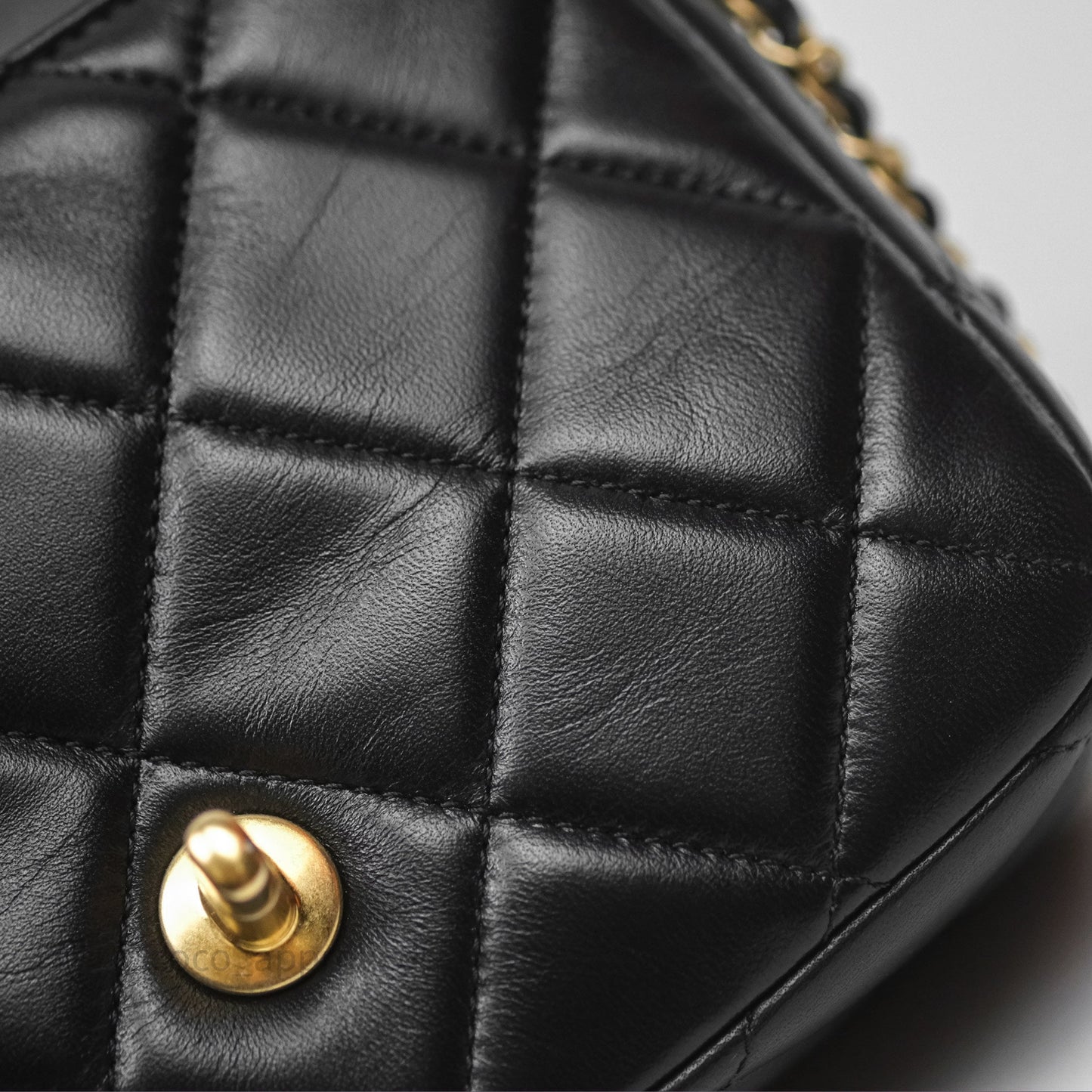 Chanel Quilted My Perfect Mini With Pearl Black Lambskin Gold Hardware 21K