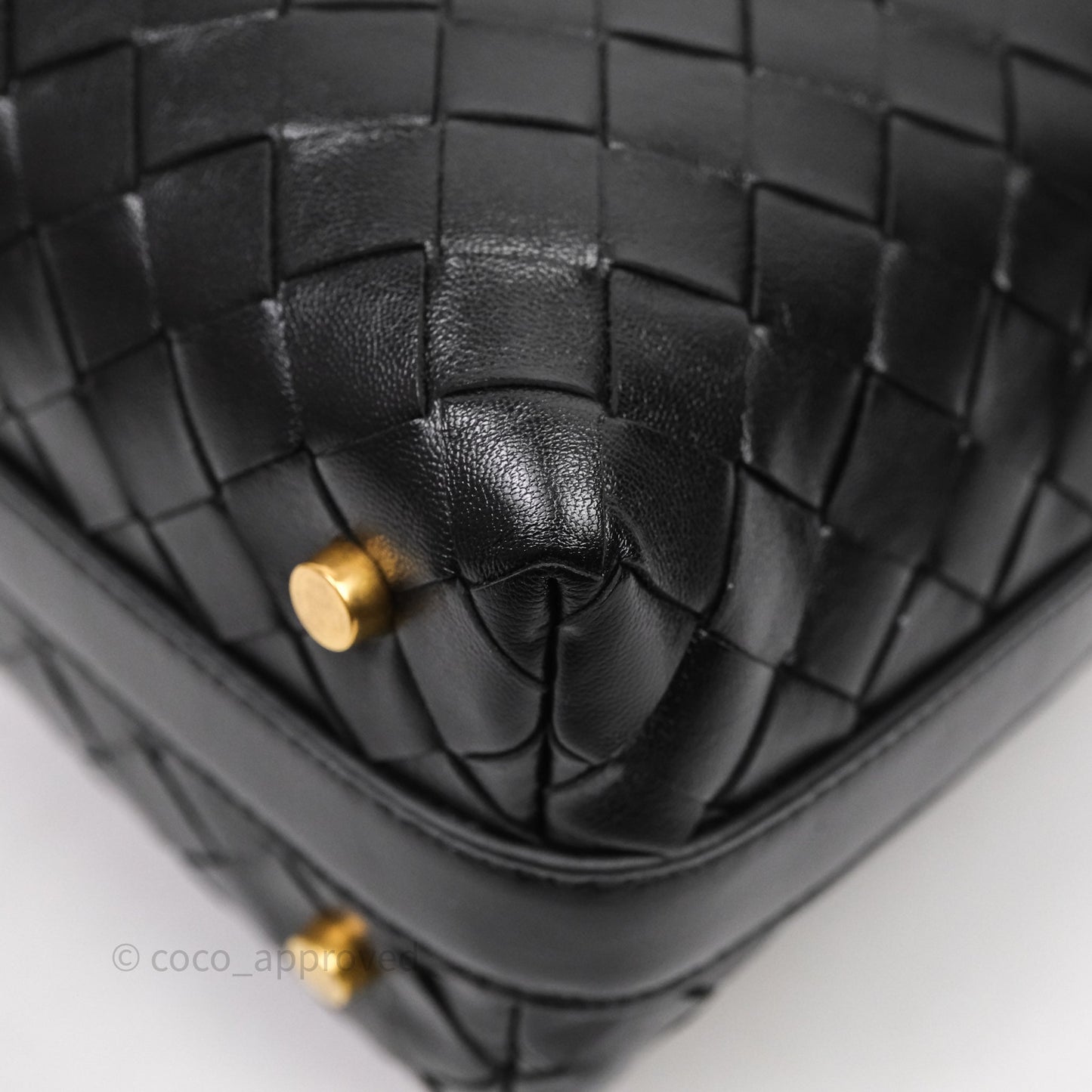 Bottega Veneta Mini Wallace Intrecciato Black Gold Hardware