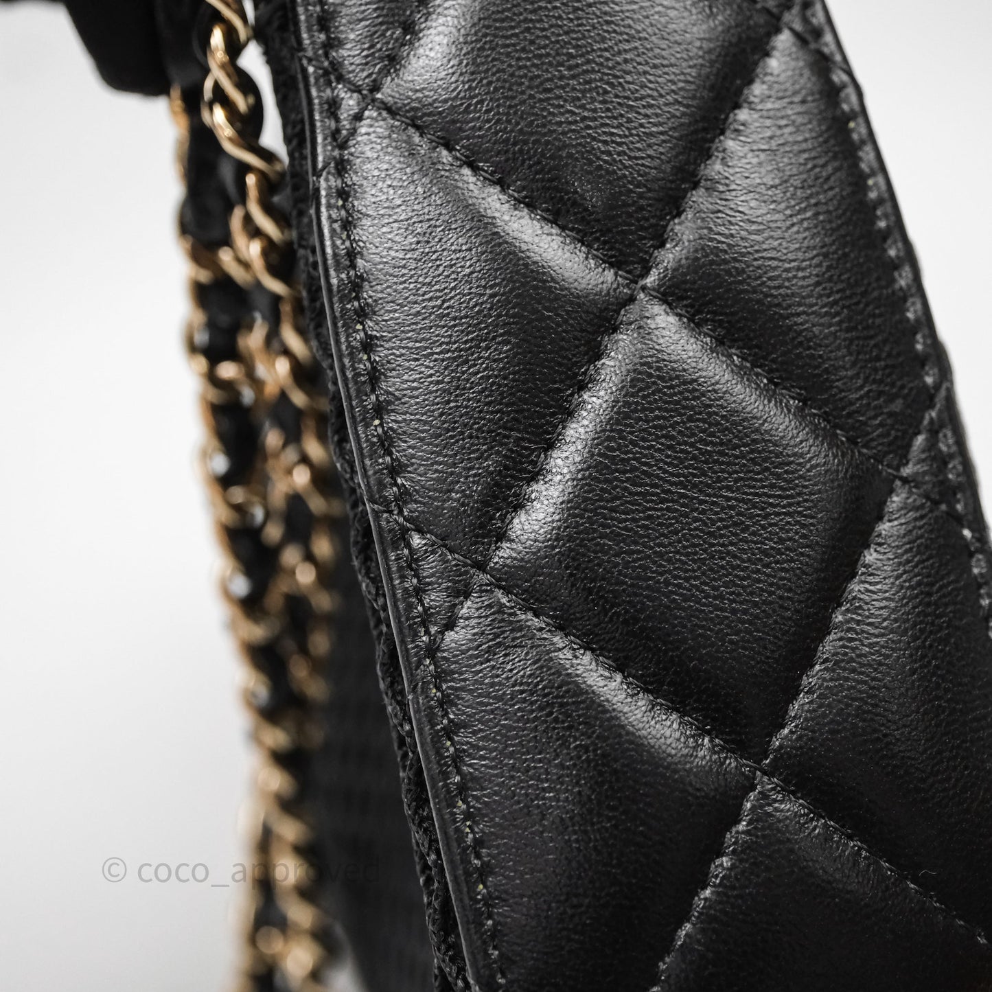 Chanel Mesh Clutch With Chain Black Shiny Lambskin Gold Hardware