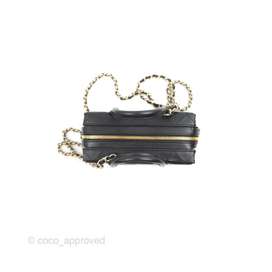 Chanel Quilted Vanity Case with Chain Black Calfskin Gold Hardware 22B