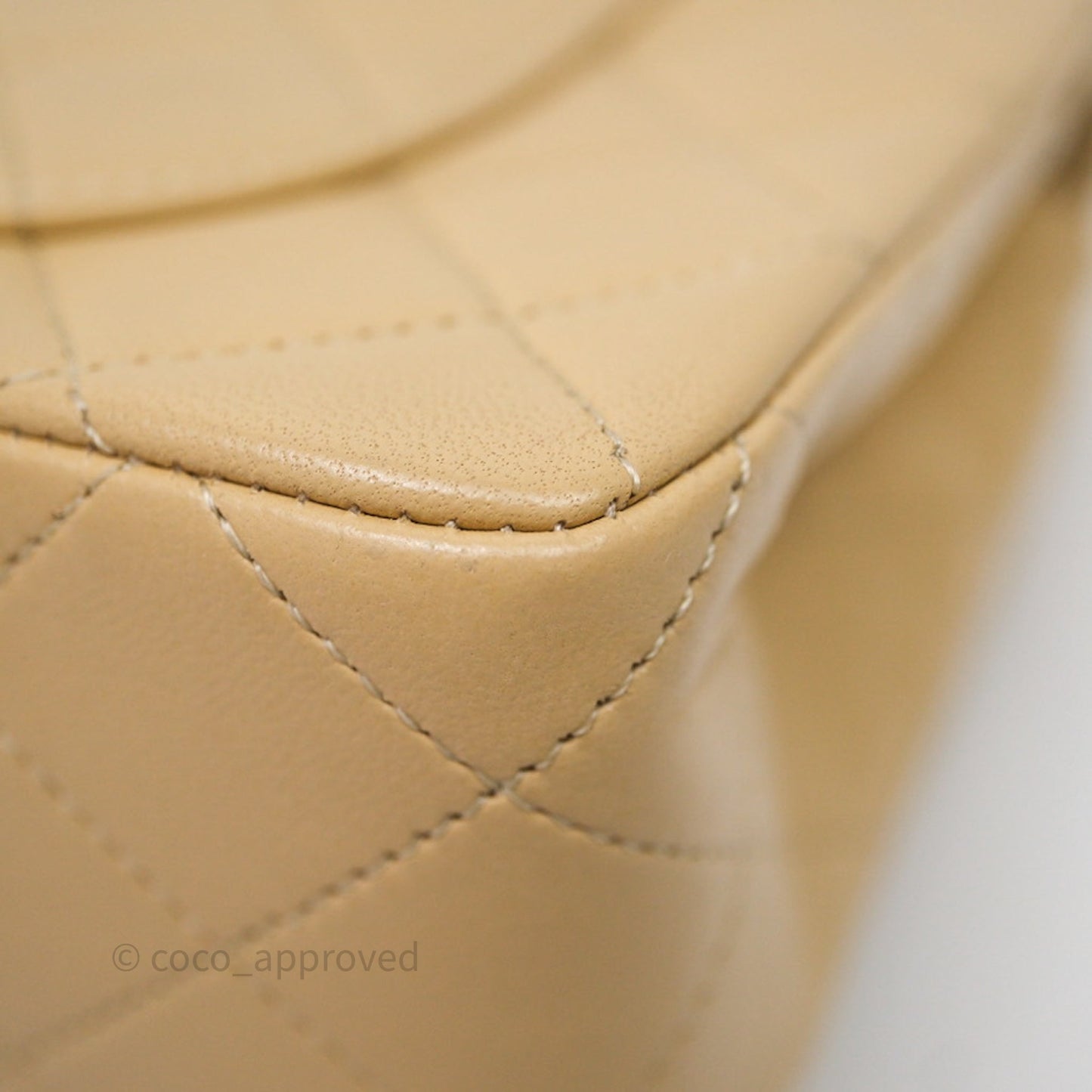 Chanel Vintage Small Classic Flap Beige Lambskin 24K Gold Hardware